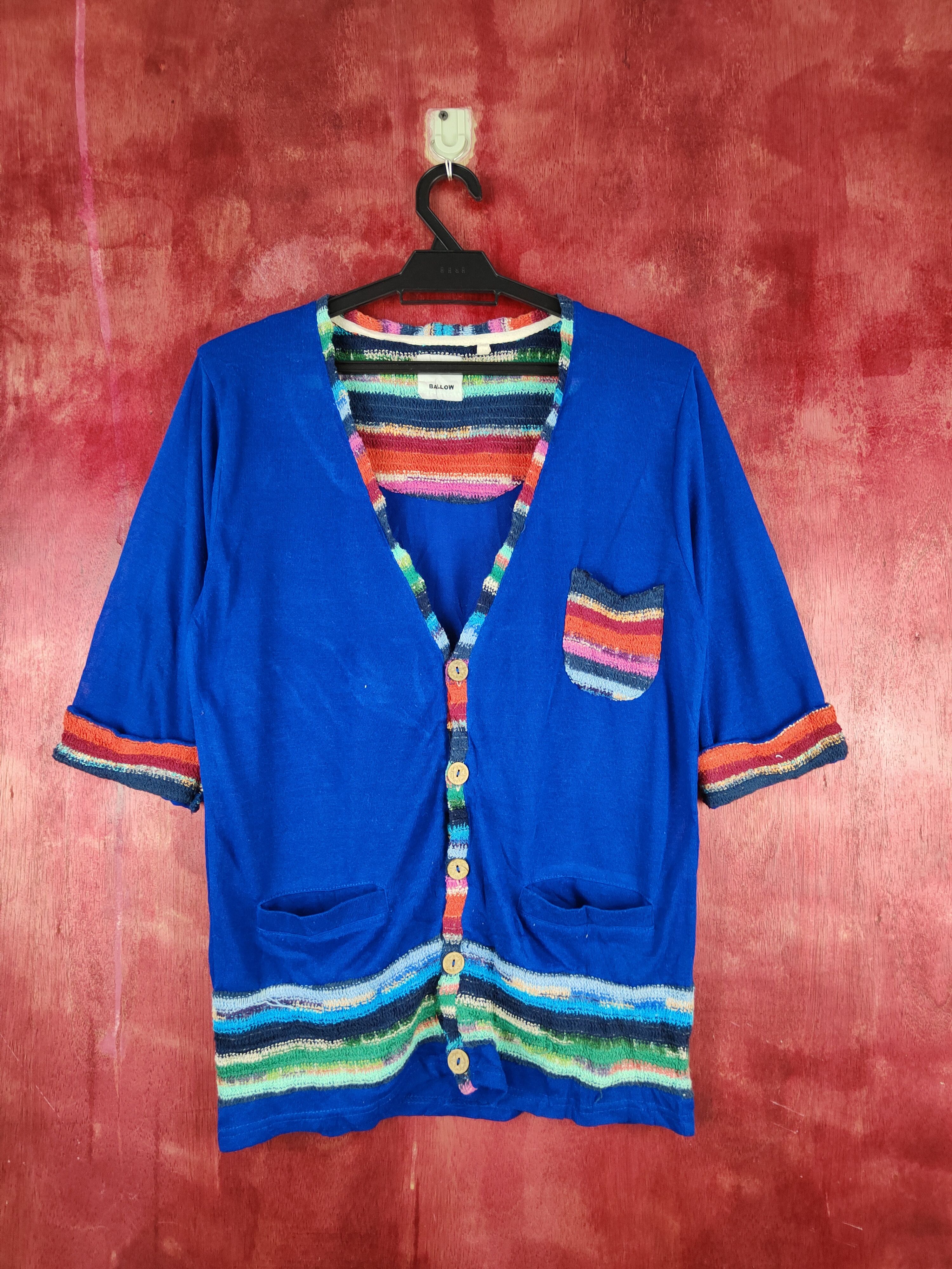 Japanese Brand Ballow Blue art rainbow Knitwear Cardigan #S853 Size M / US 6-8 / IT 42-44 - 1 Thumbnail