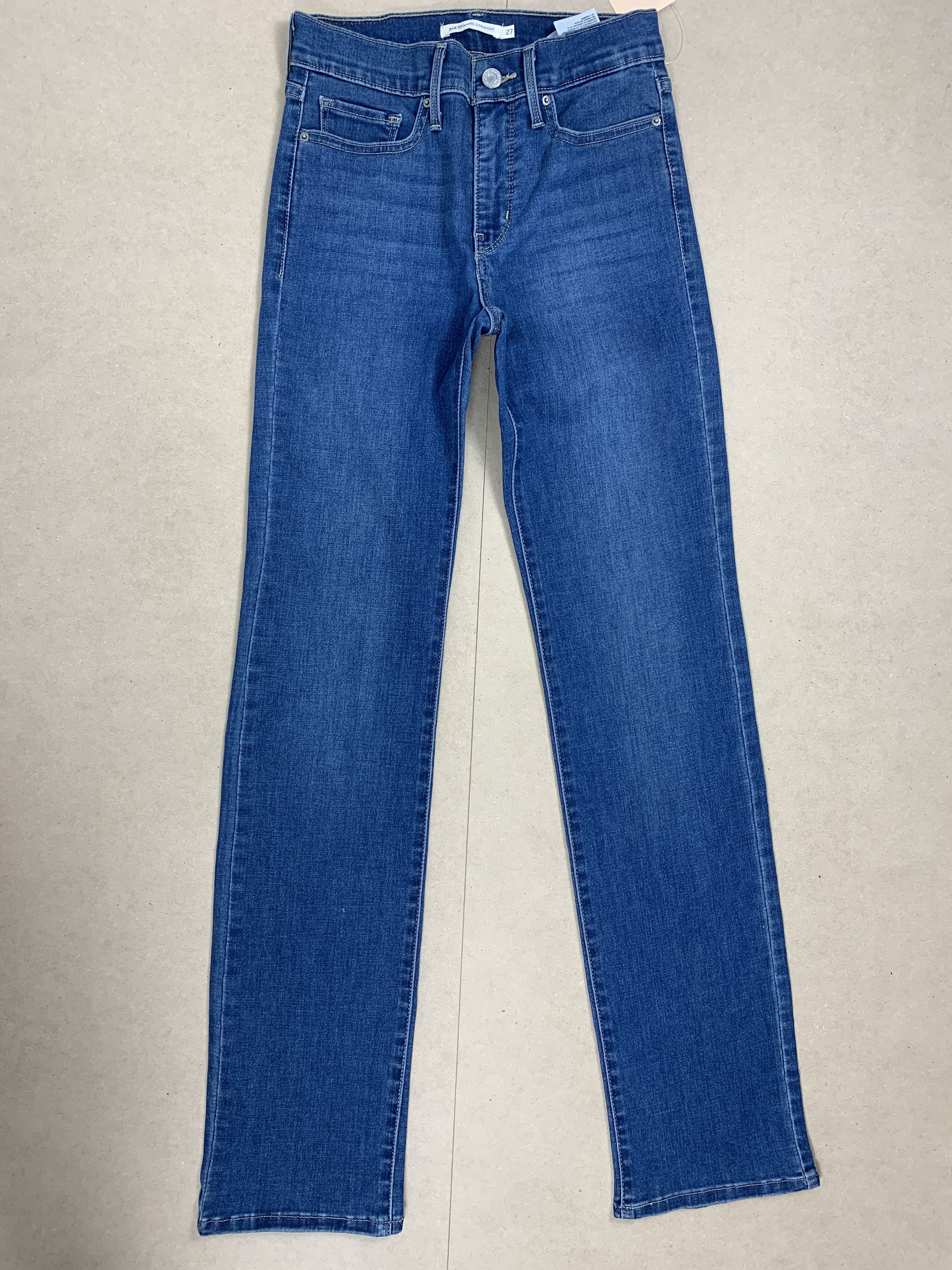 image of Levis 314 Straight Cut Faded Blue Jeans in Blue Denim, Women's (Size 24)