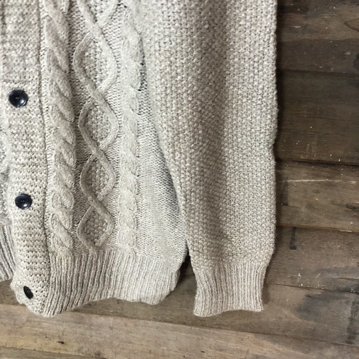 Aran Isles Knitwear Third & Army Brown cardigan cable Knitwear #429B Size L / US 10 / IT 46 - 5 Thumbnail