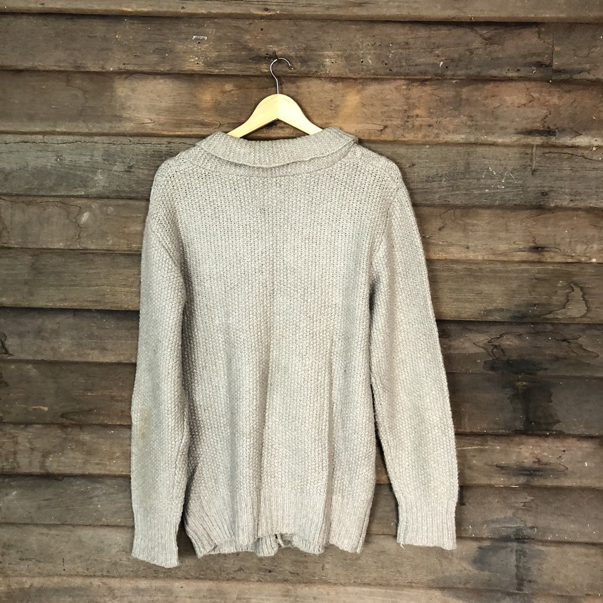Aran Isles Knitwear Third & Army Brown cardigan cable Knitwear #429B Size L / US 10 / IT 46 - 8 Thumbnail
