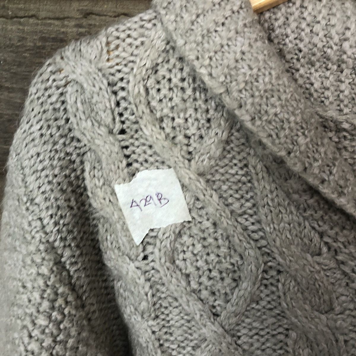 Aran Isles Knitwear Third & Army Brown cardigan cable Knitwear #429B Size L / US 10 / IT 46 - 6 Thumbnail