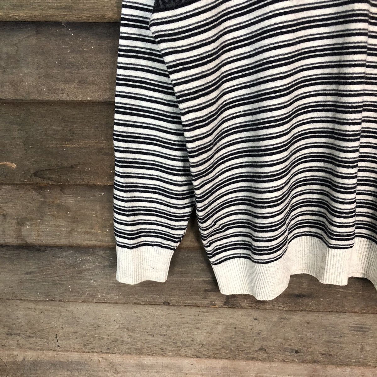 Homespun Knitwear × Japanese Brand × Vintage Loui Hemas Grey stripe vintage art Knitwear sweatshirt #027B Size XL / US 12-14 / IT 48-50 - 4 Thumbnail