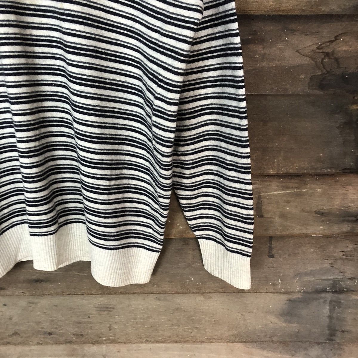 Homespun Knitwear × Japanese Brand × Vintage Loui Hemas Grey stripe vintage art Knitwear sweatshirt #027B Size XL / US 12-14 / IT 48-50 - 5 Thumbnail