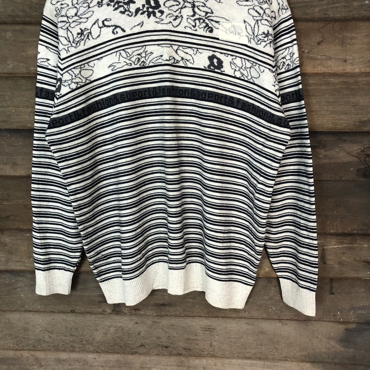 Homespun Knitwear × Japanese Brand × Vintage Loui Hemas Grey stripe vintage art Knitwear sweatshirt #027B Size XL / US 12-14 / IT 48-50 - 3 Thumbnail
