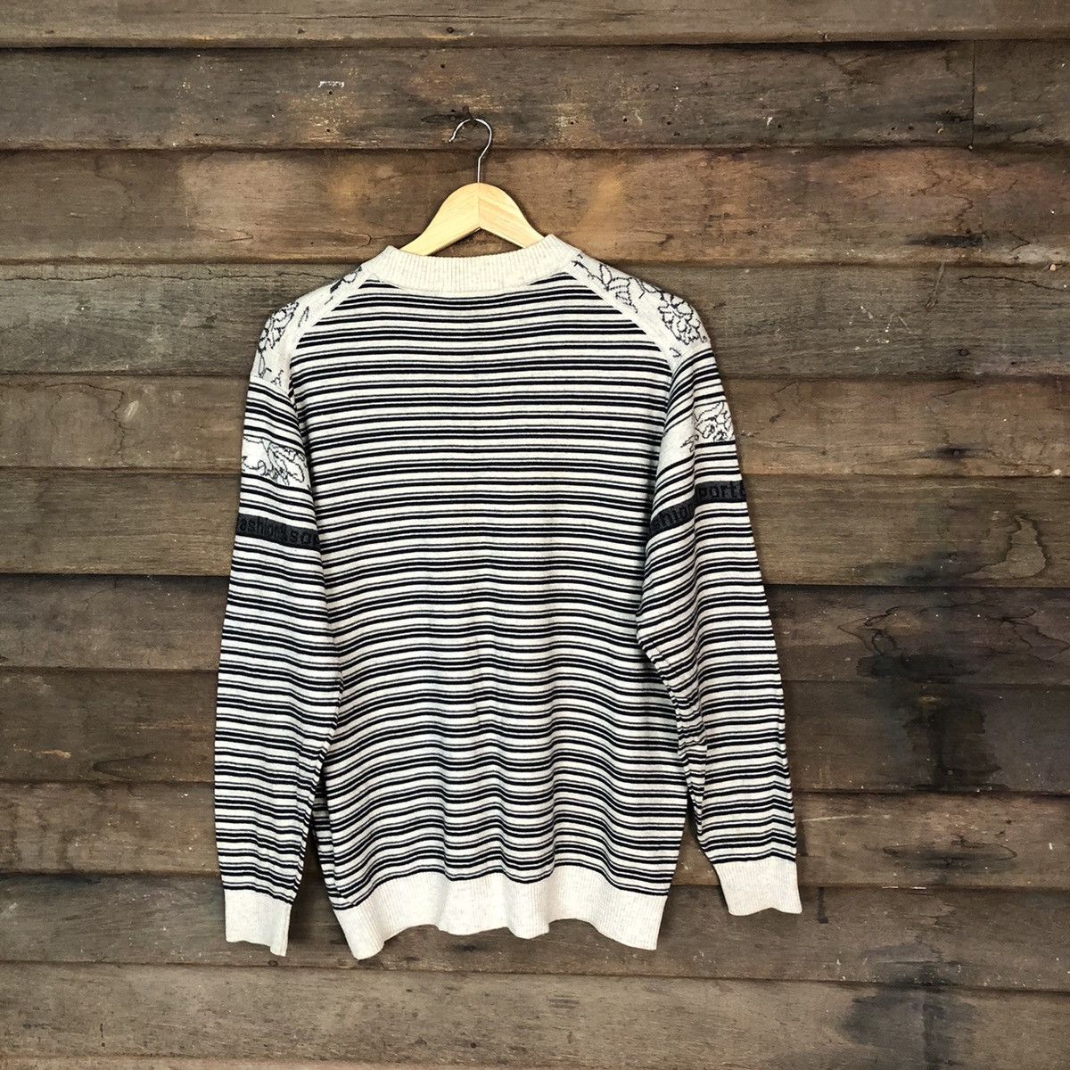 Homespun Knitwear × Japanese Brand × Vintage Loui Hemas Grey stripe vintage art Knitwear sweatshirt #027B Size XL / US 12-14 / IT 48-50 - 9 Thumbnail