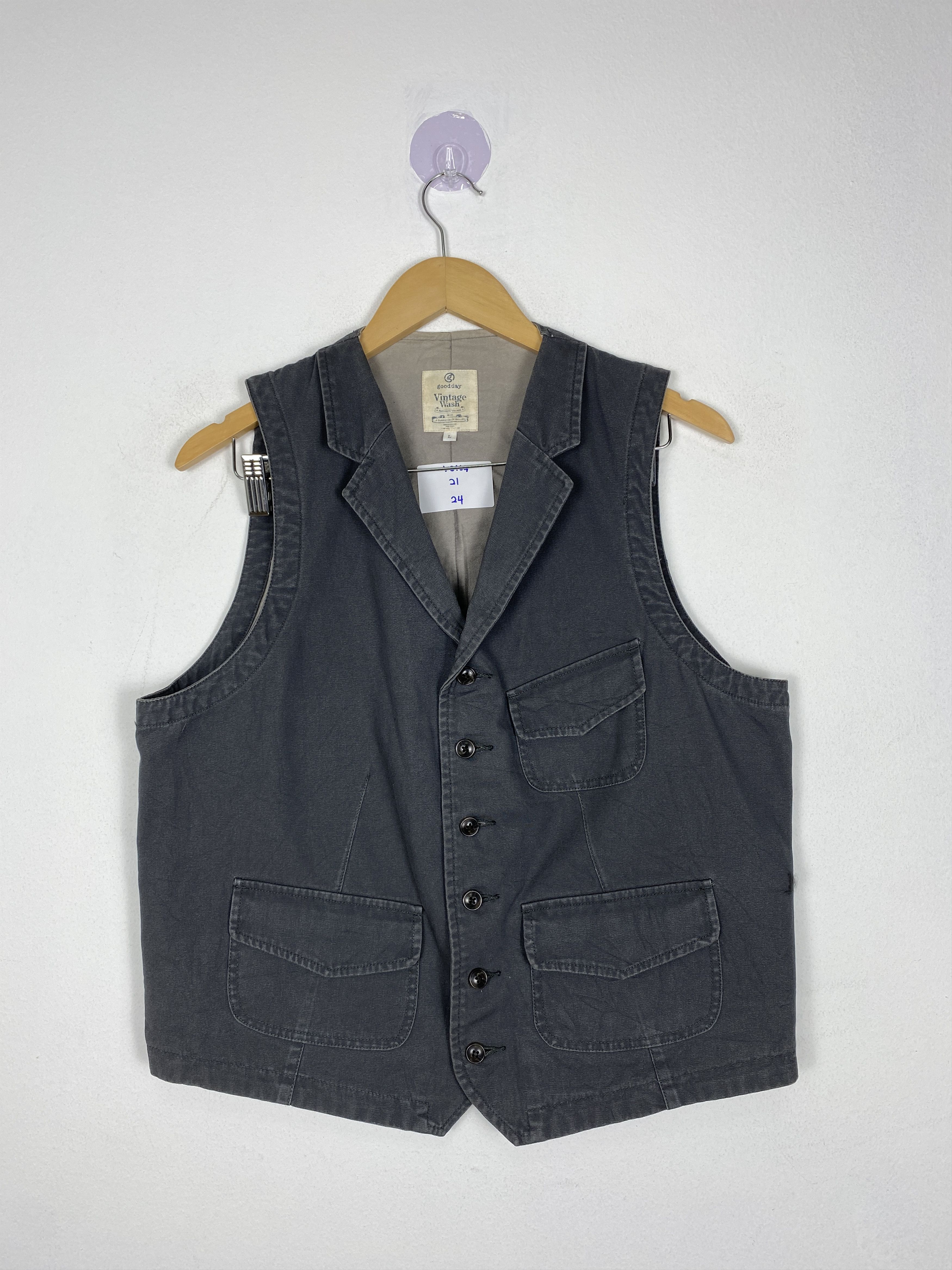 Image of Vintage Good Day Flannel Lining Vest in Black, Men's (Size Small)