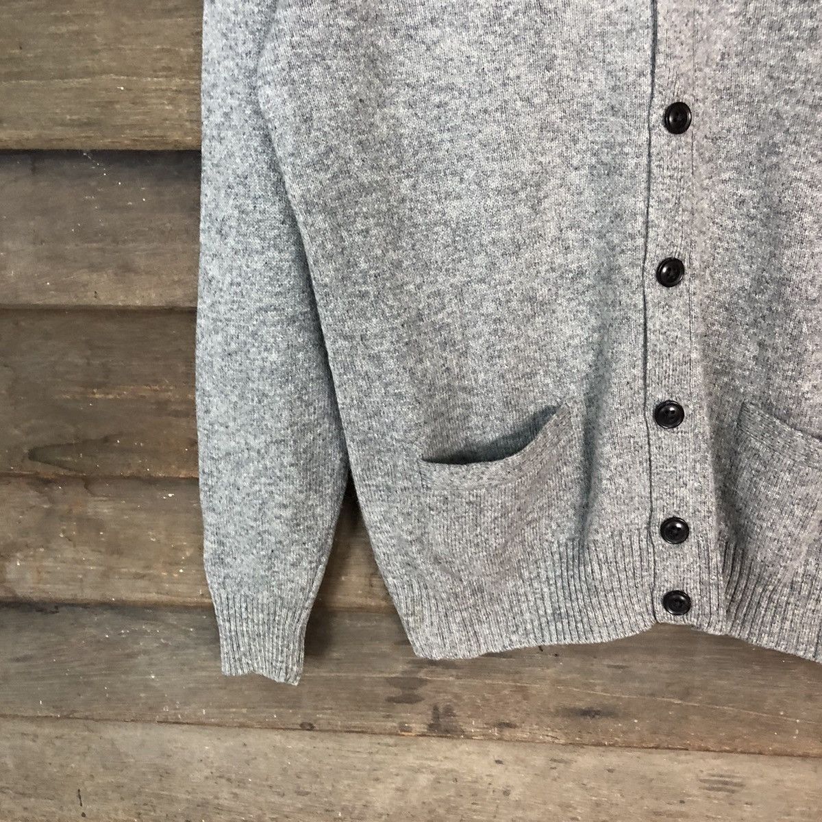Vintage Lambswool Grey Cardigan knitwear #078B Size US M / EU 48-50 / 2 - 4 Thumbnail