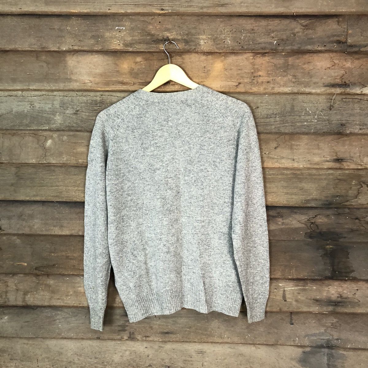Vintage Lambswool Grey Cardigan knitwear #078B Size US M / EU 48-50 / 2 - 9 Thumbnail