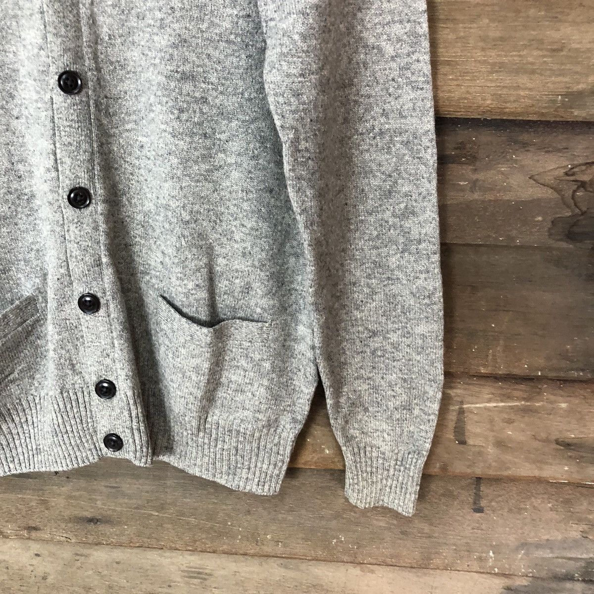 Vintage Lambswool Grey Cardigan knitwear #078B Size US M / EU 48-50 / 2 - 5 Thumbnail
