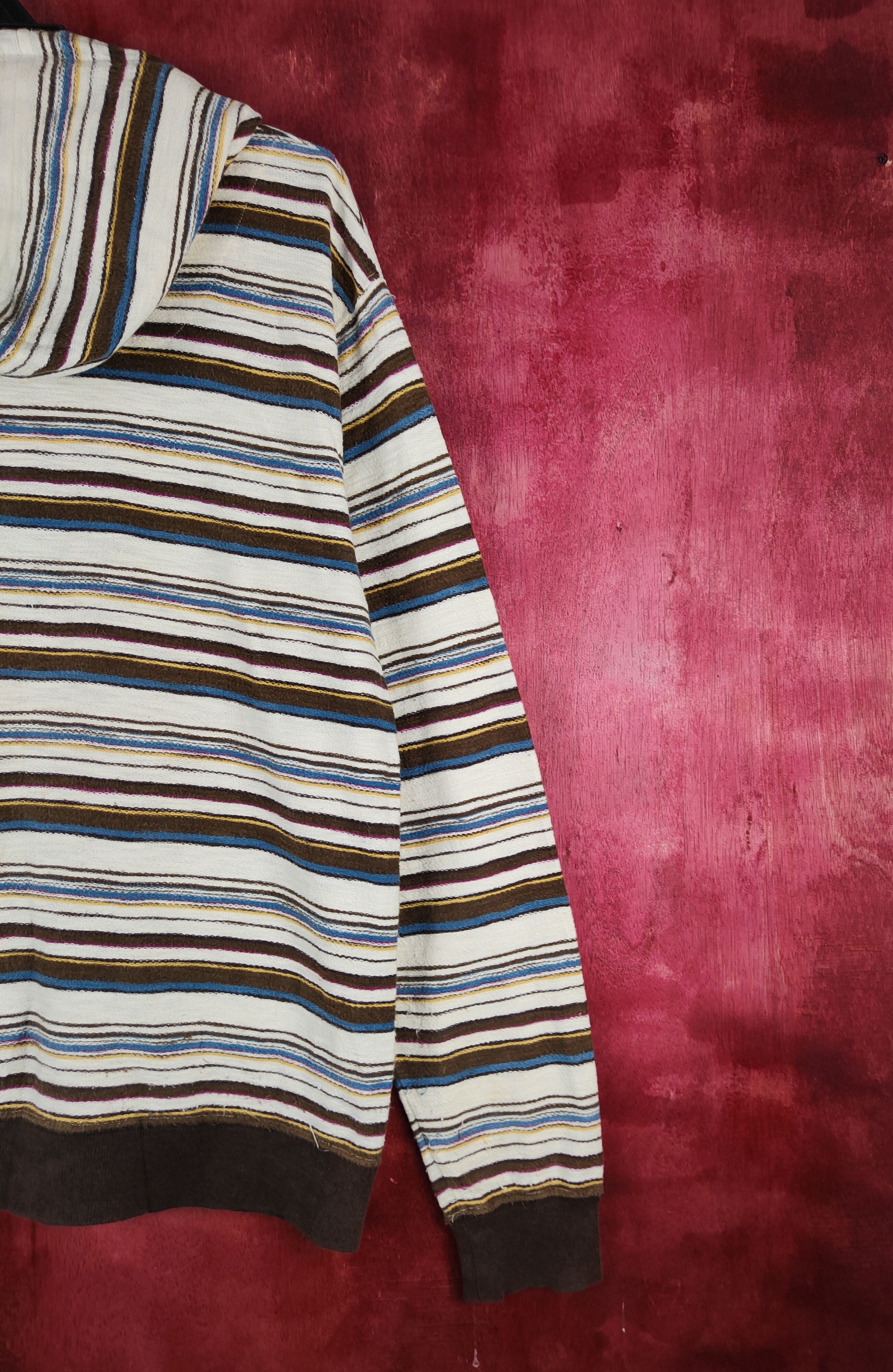 Japanese Brand Culture Mix Brown Stripe Knitwear Hoodie Sweatshirt #173B Size L / US 10 / IT 46 - 9 Thumbnail