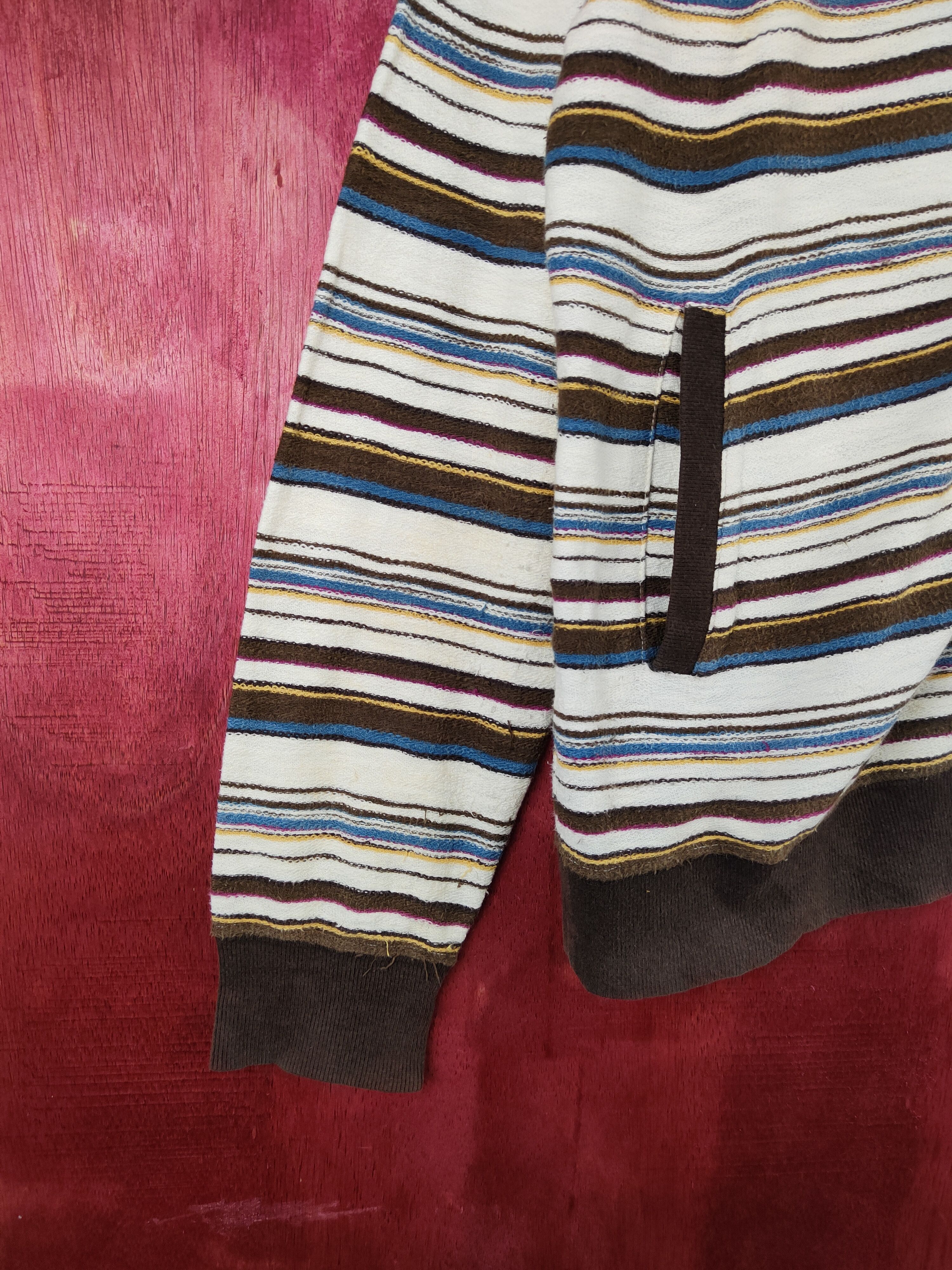Japanese Brand Culture Mix Brown Stripe Knitwear Hoodie Sweatshirt #173B Size L / US 10 / IT 46 - 4 Thumbnail