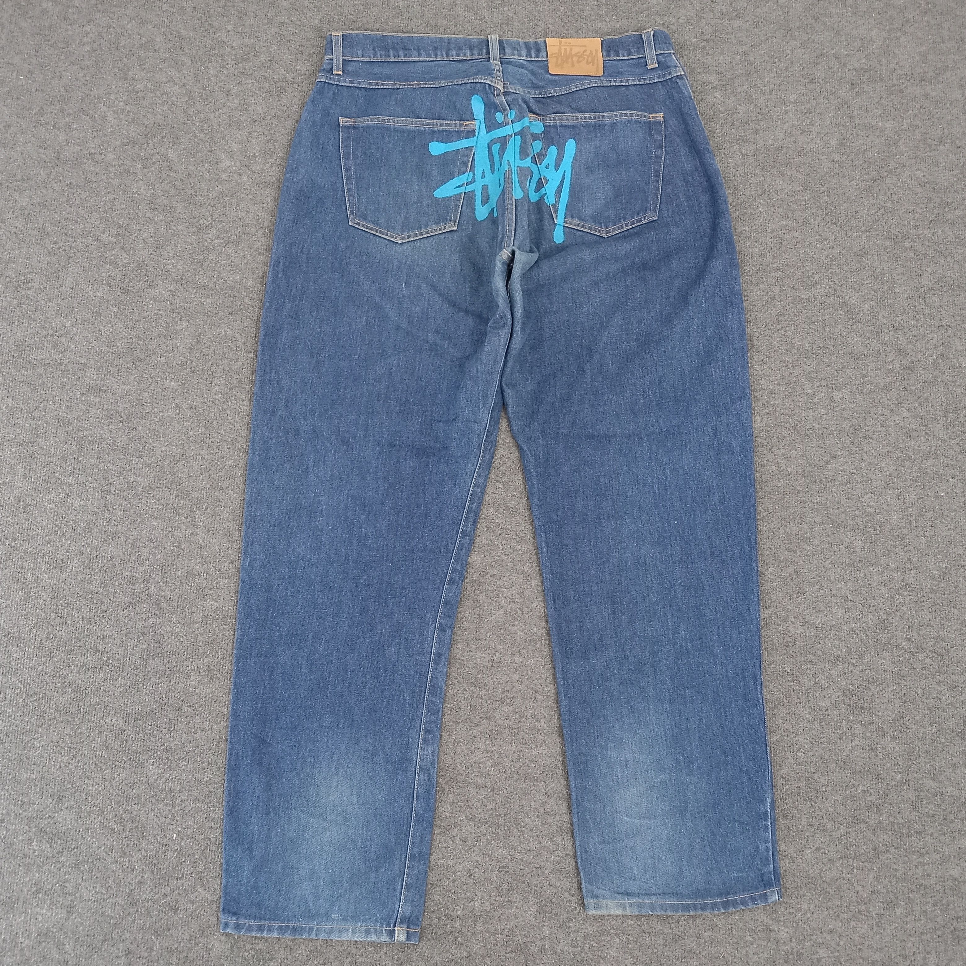 Stussy × Vintage Stussy Streetwear Style Custom Sign Art Denim Jeans Size US 39 - 1 Thumbnail