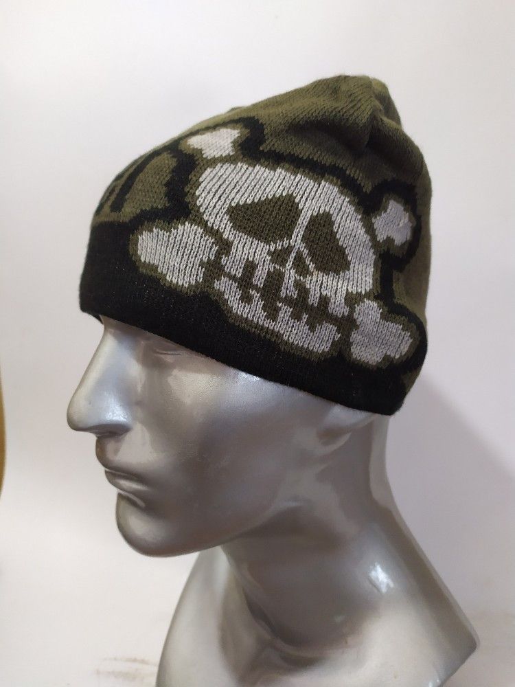 image of Avant Garde Bcstreet Skull Beanie Punk Bondage Design Hats in Black Green, Men's