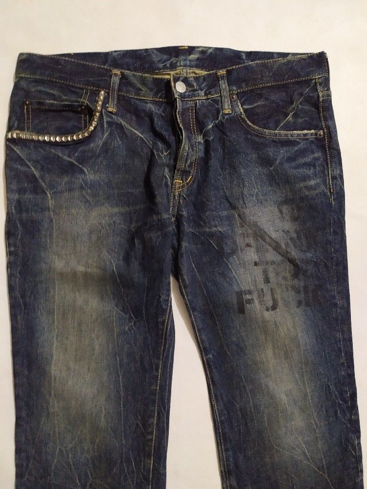 Hysteric Glamour 🔥Hysteric Glamour Studded Denim too drunk to Fuck jeans Size US 32 / EU 48 - 6 Thumbnail