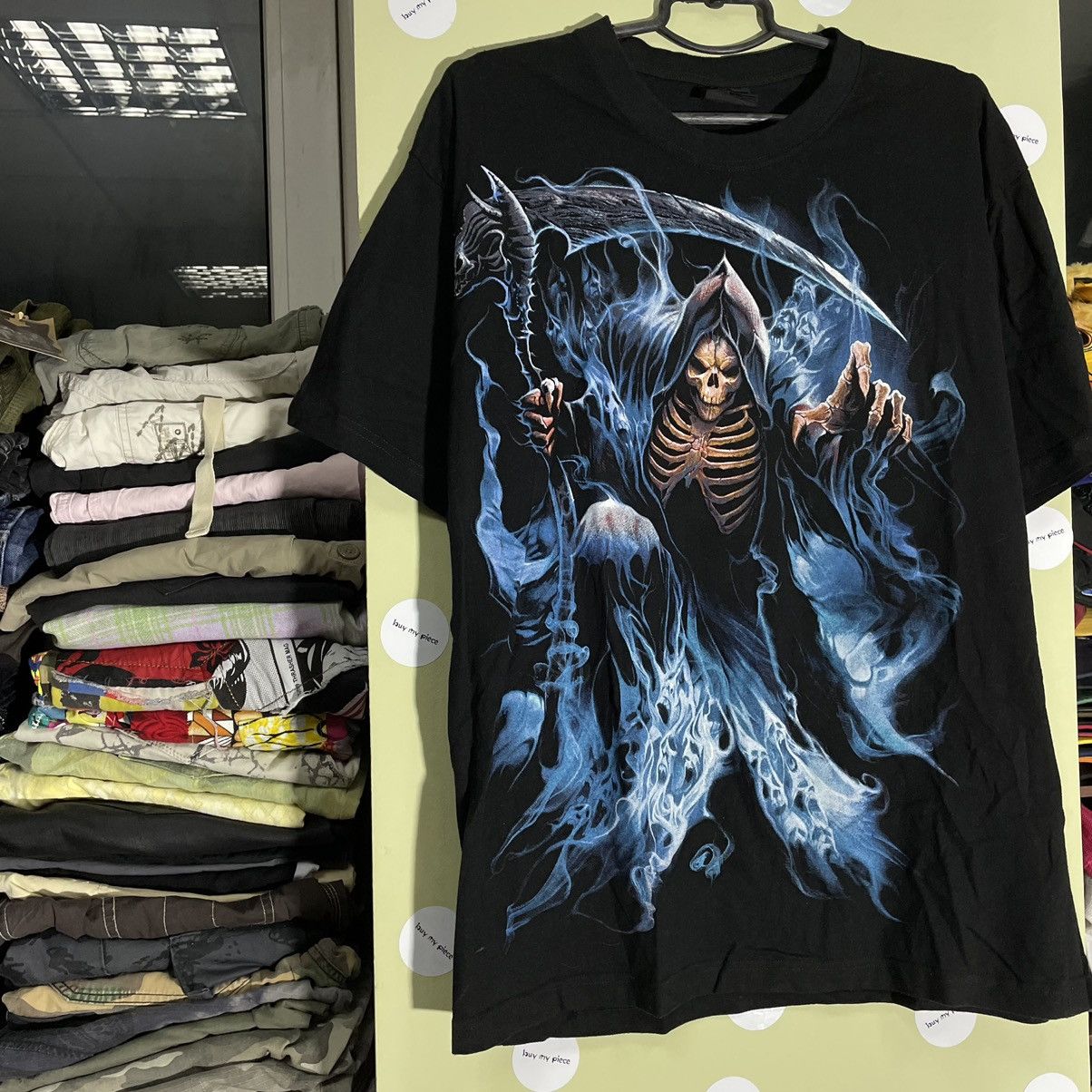 Vintage Vintage Y2K Grim Reaper Graphic Tee Horror Punk Aesthetic L Size US L / EU 52-54 / 3 - 4 Thumbnail