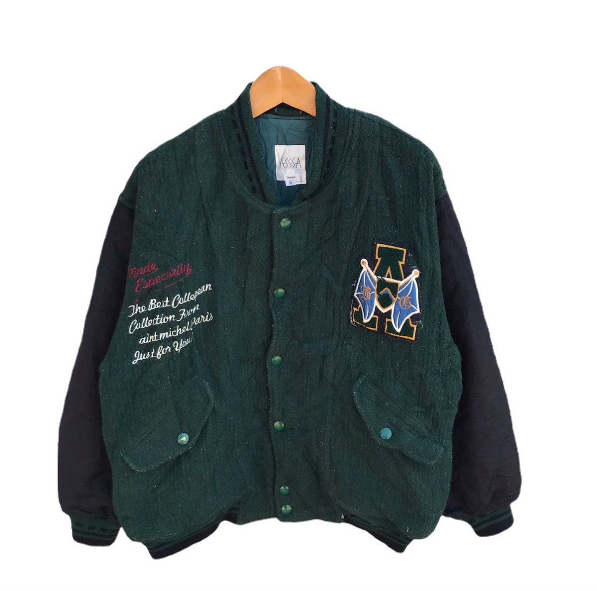 Japanese Brand ASSSA studio wool varsity jacket Size US XL / EU 56 / 4 - 2 Thumbnail