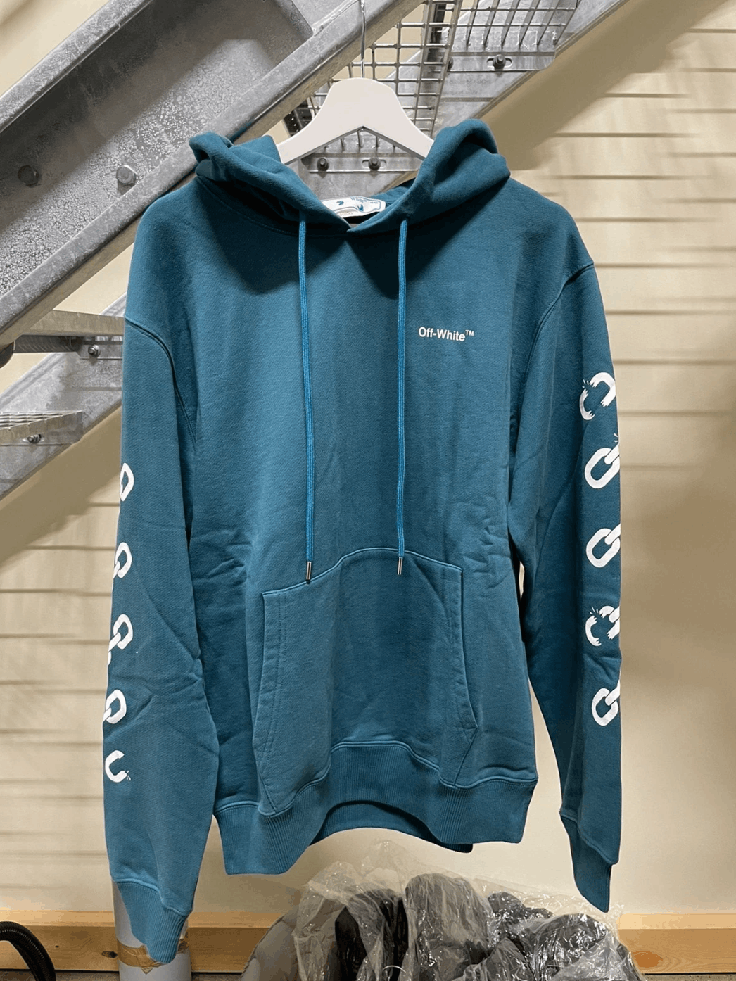 Pre-owned Off-white Chain Arrow Hoodie 850$ In Blue