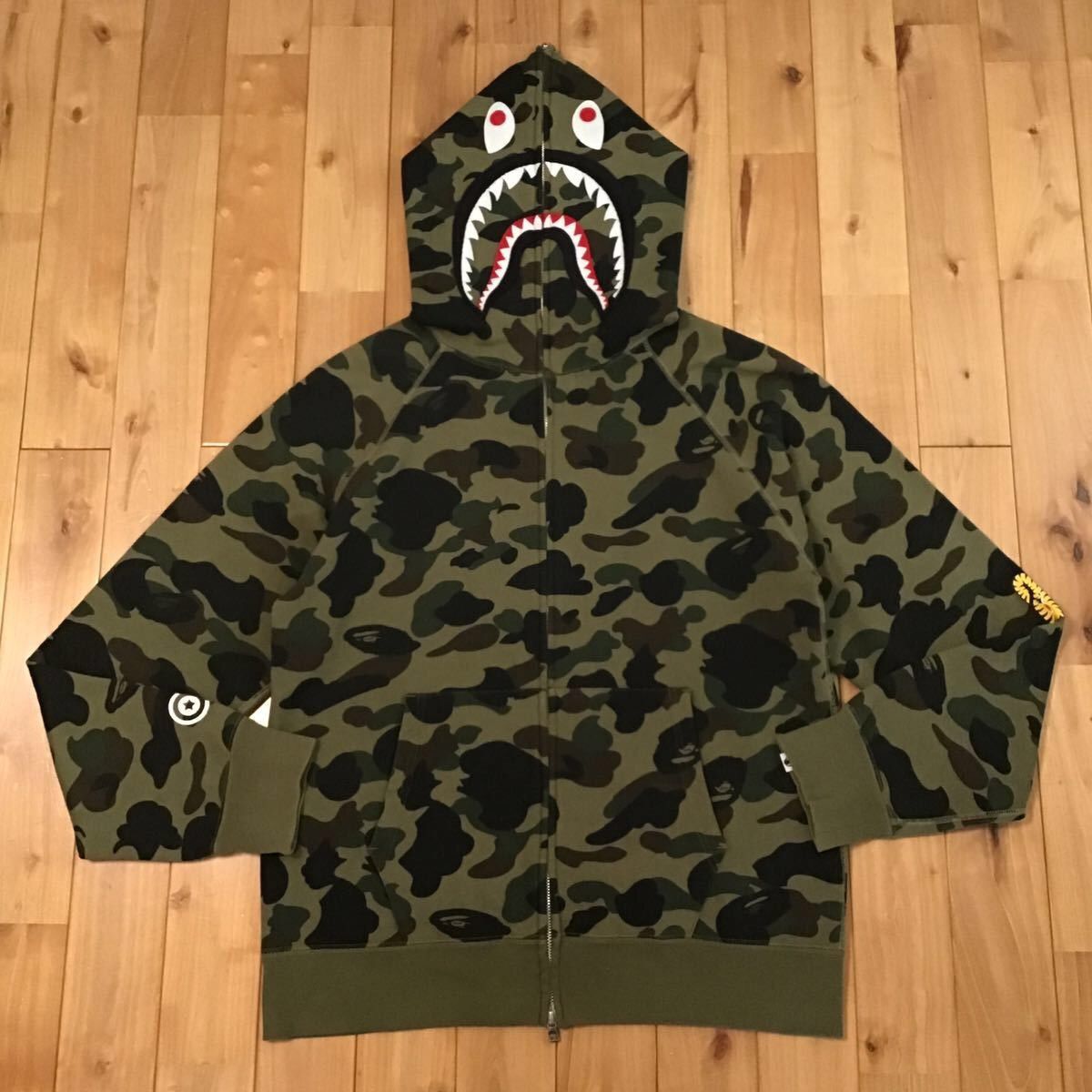 Bape BAPE 1st camo green shark full zip hoodie a bathing ape | Grailed