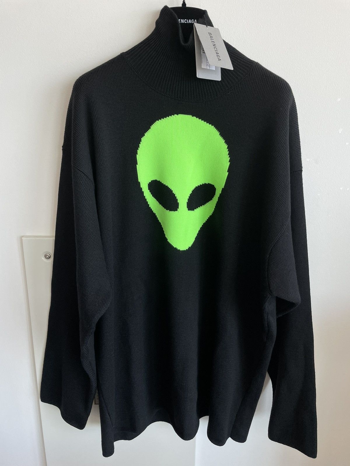 image of Balenciaga Super Runway Alien Hello From The Other Side Sweater in Black, Men's (Size XL)