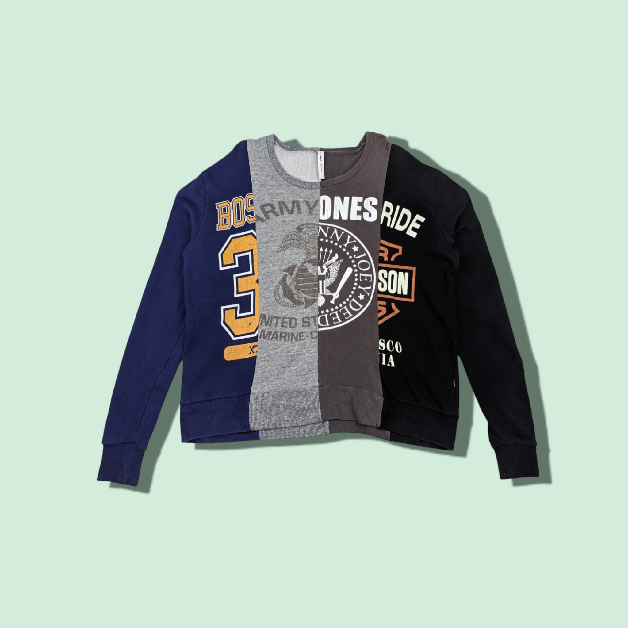 Harley Davidson × Japanese Brand QLAMLS Patchwork Ramones Harley Davidson Army Sweatshirt Size XL / US 12-14 / IT 48-50 - 1 Thumbnail