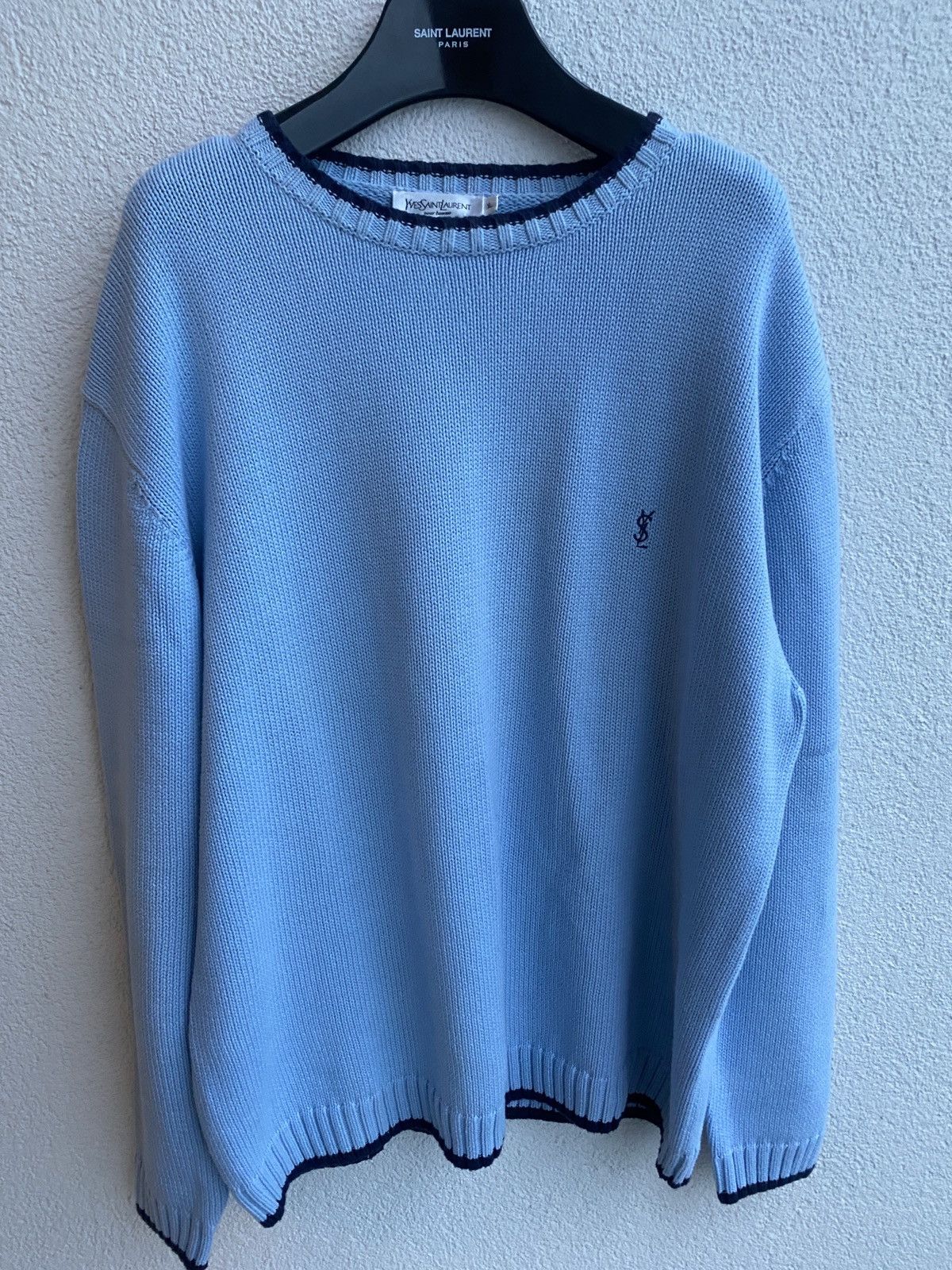 Yves Saint Laurent Blue YSL Sweater Knit Saint Laurent Jacket Size US XL / EU 56 / 4 - 2 Thumbnail