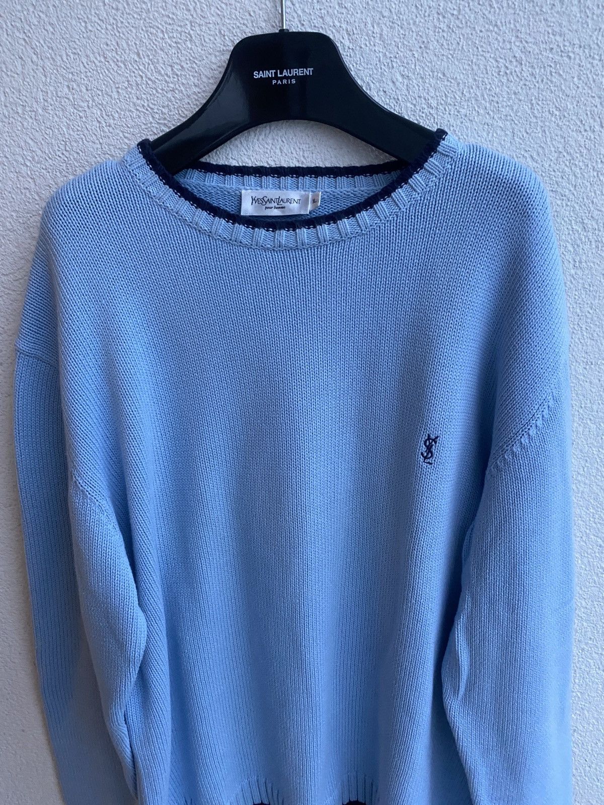 Yves Saint Laurent Blue YSL Sweater Knit Saint Laurent Jacket Size US XL / EU 56 / 4 - 6 Thumbnail
