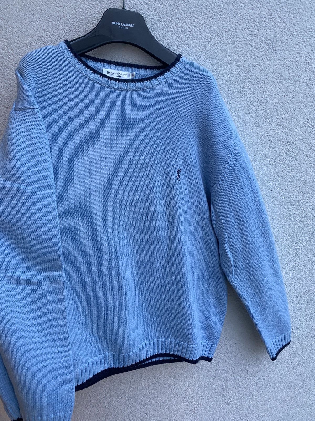 Yves Saint Laurent Blue YSL Sweater Knit Saint Laurent Jacket Size US XL / EU 56 / 4 - 15 Thumbnail