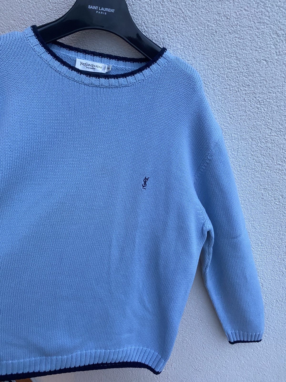Yves Saint Laurent Blue YSL Sweater Knit Saint Laurent Jacket Size US XL / EU 56 / 4 - 7 Thumbnail