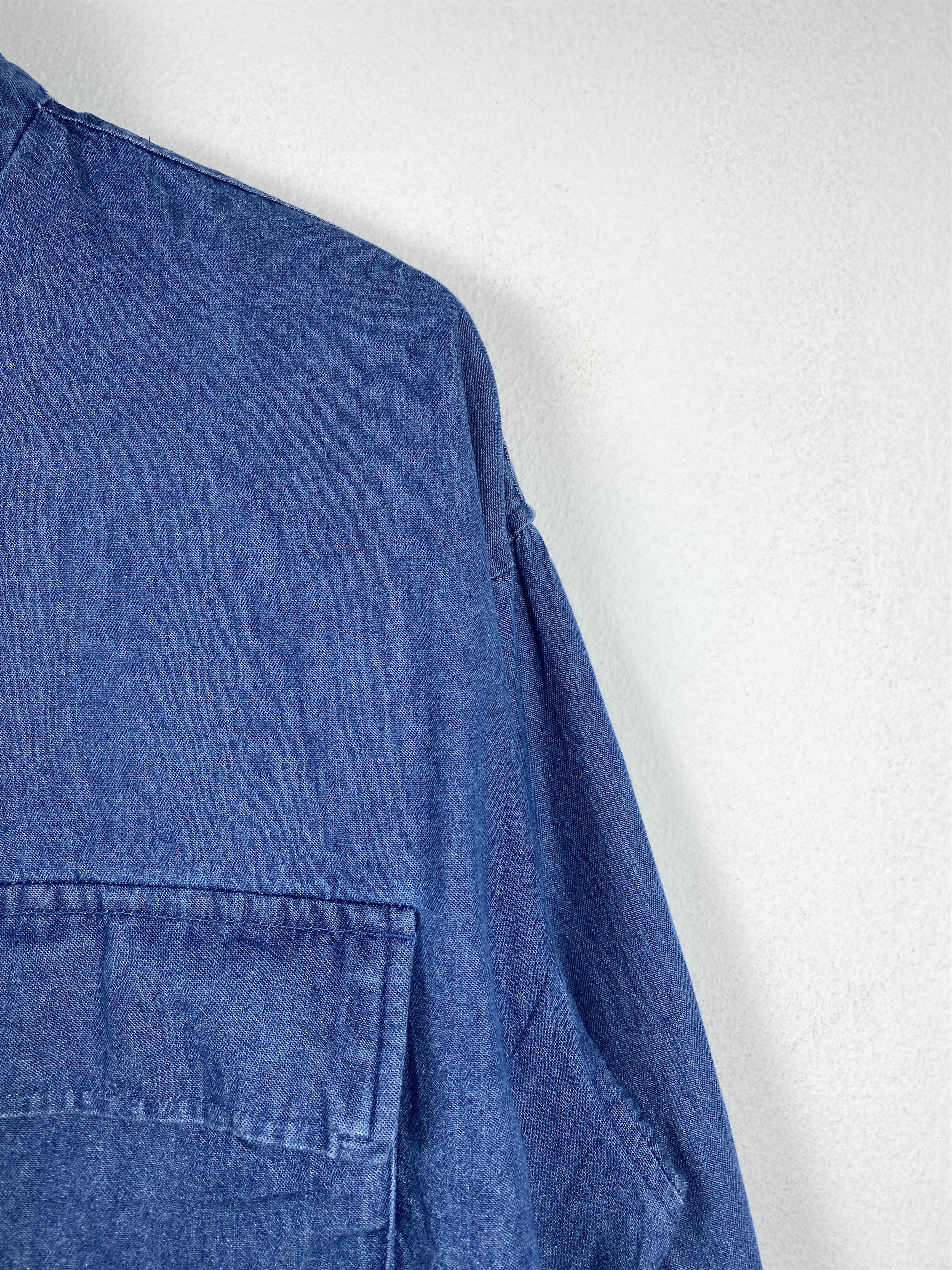 Japanese Brand × Vintage Vintage Lounge Wear Button Up Denim Jacket Size US L / EU 52-54 / 3 - 3 Thumbnail