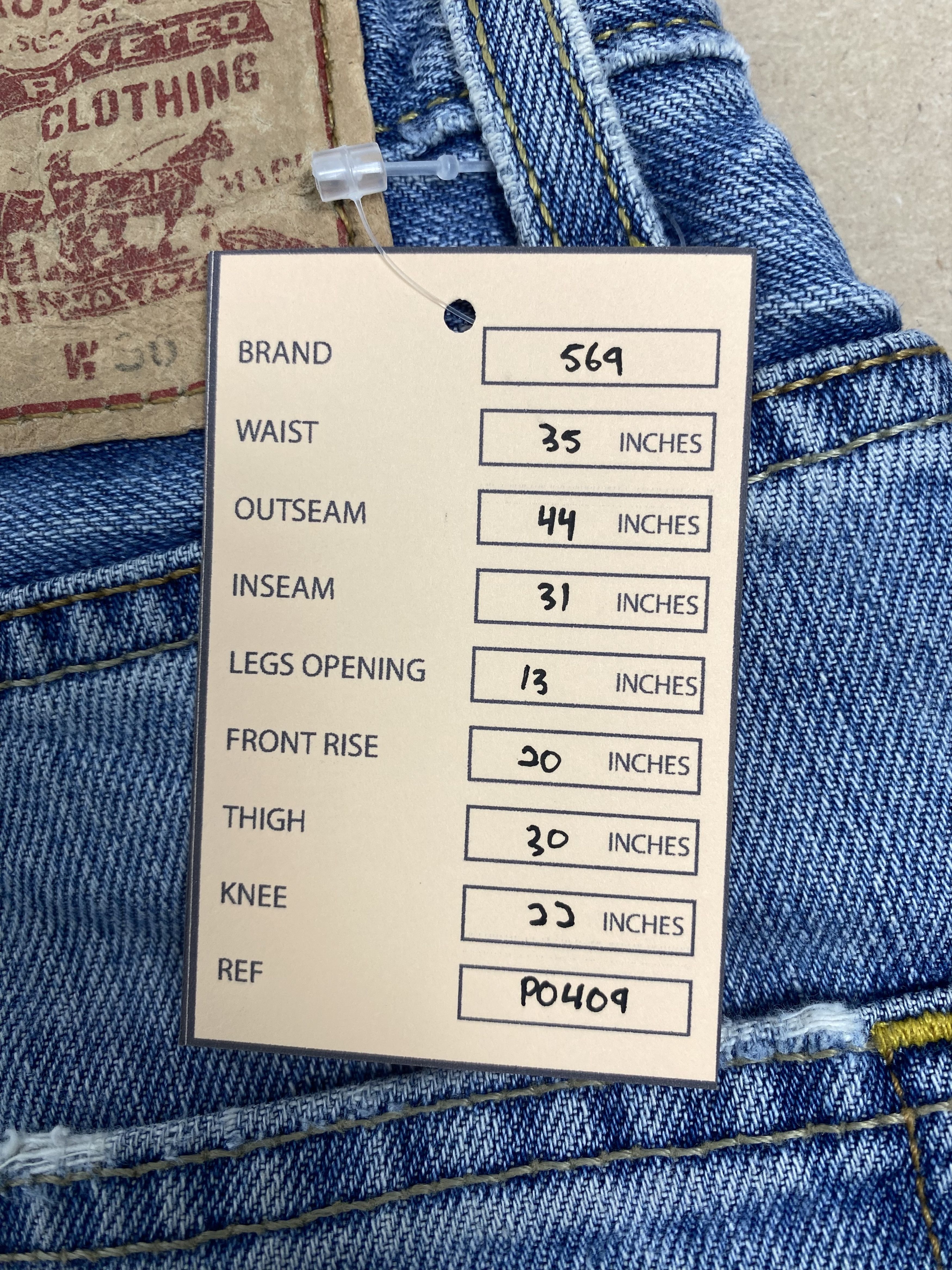 Levi's × Vintage Vintage Levis 569 Straight Cut Distressed Faded Blue Jeans Size US 35 - 18 Thumbnail
