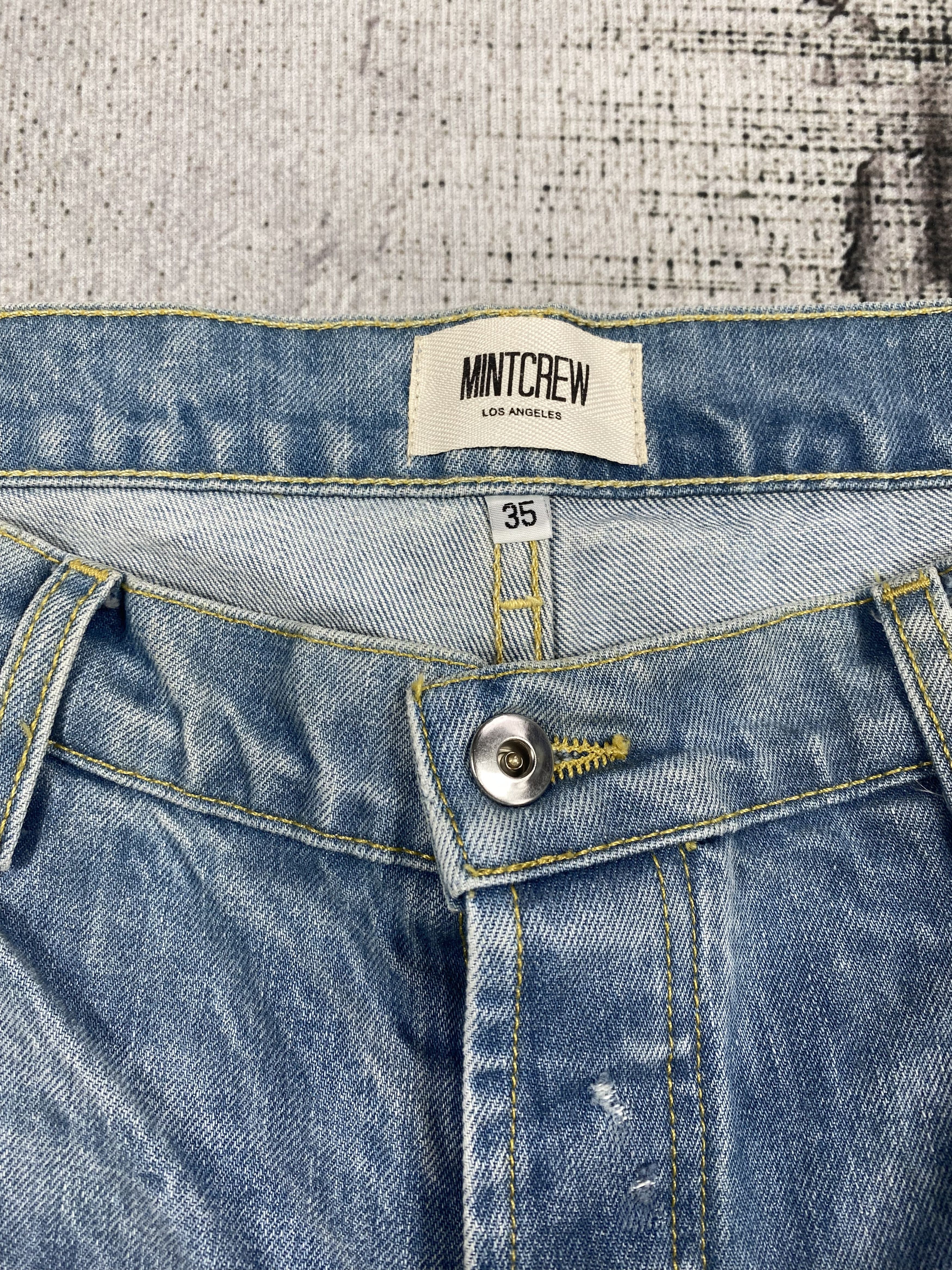 Mintcrew RARE🔥Skinny Fit Light Washed Splash Painters Distressed Size US 35 - 7 Thumbnail