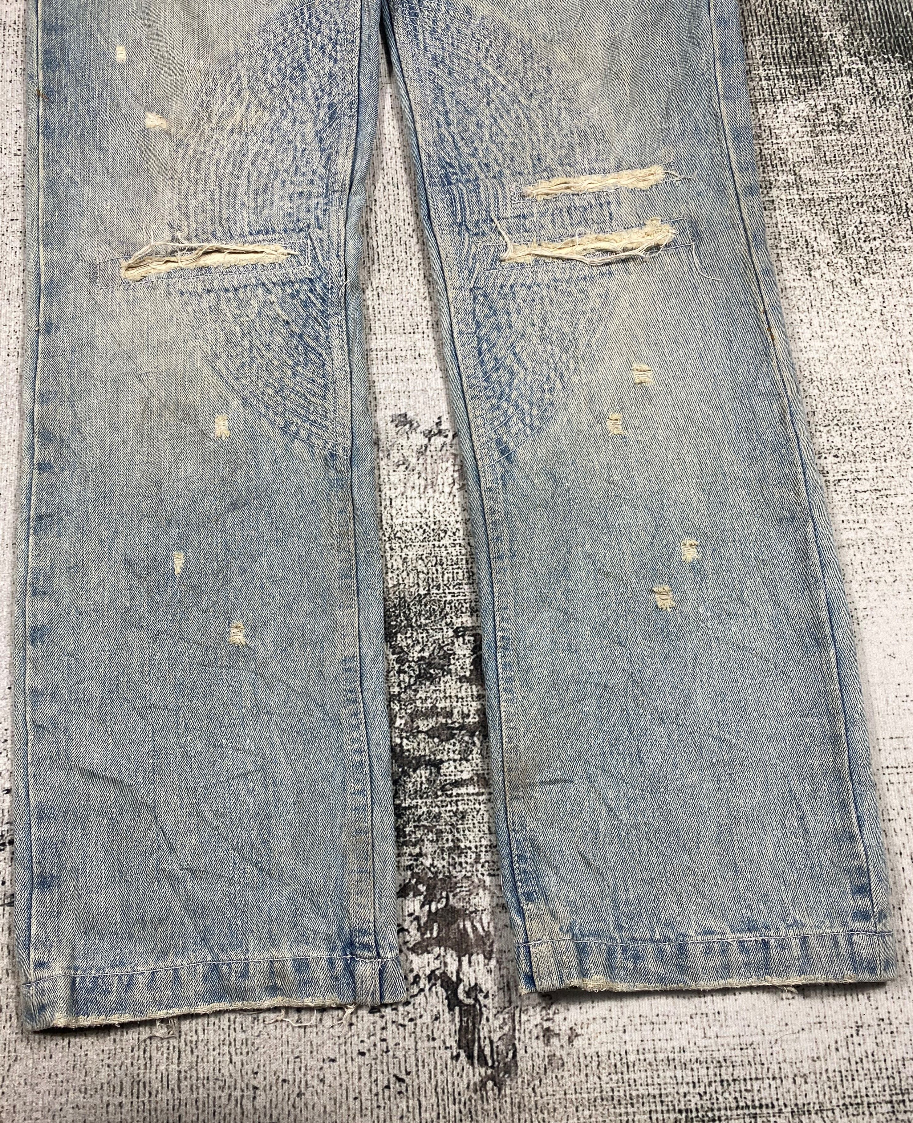 If Six Was Nine × Japanese Brand Vierge Heavy Rotation Wear Faded Blue Distressed Denim Size US 34 / EU 50 - 6 Thumbnail