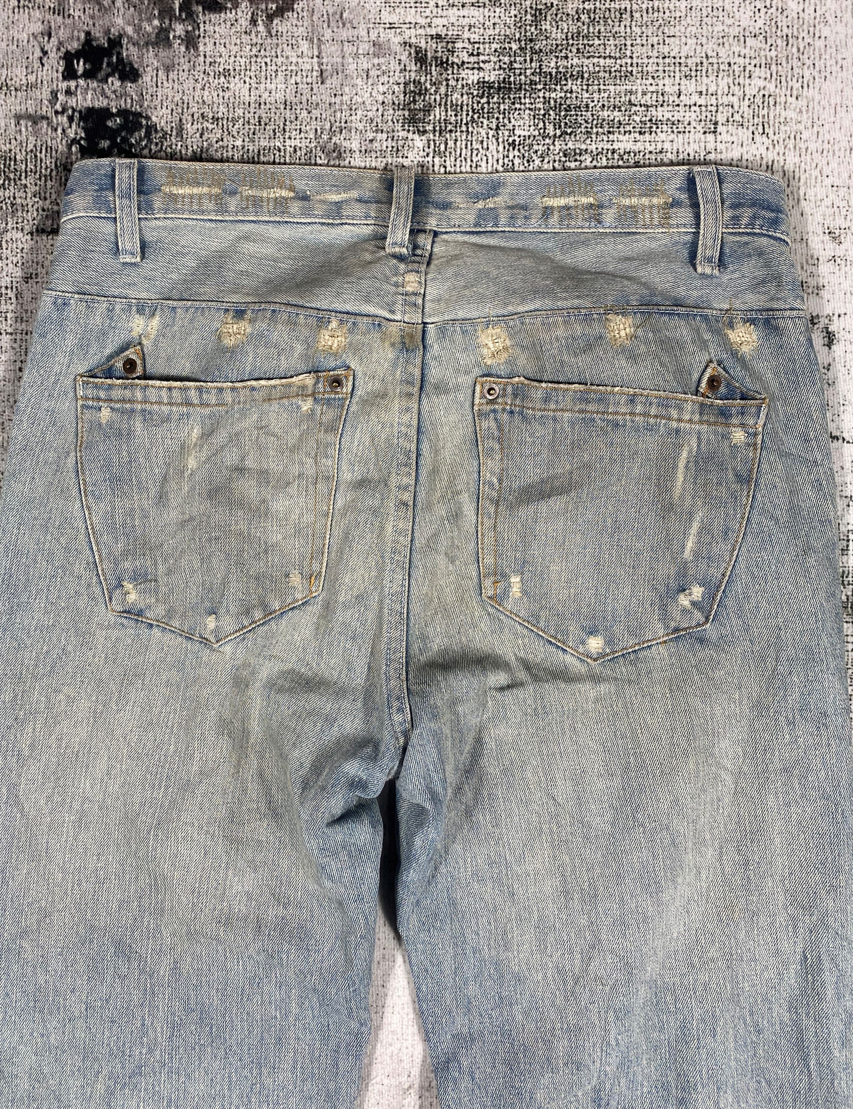 If Six Was Nine × Japanese Brand Vierge Heavy Rotation Wear Faded Blue Distressed Denim Size US 34 / EU 50 - 9 Thumbnail