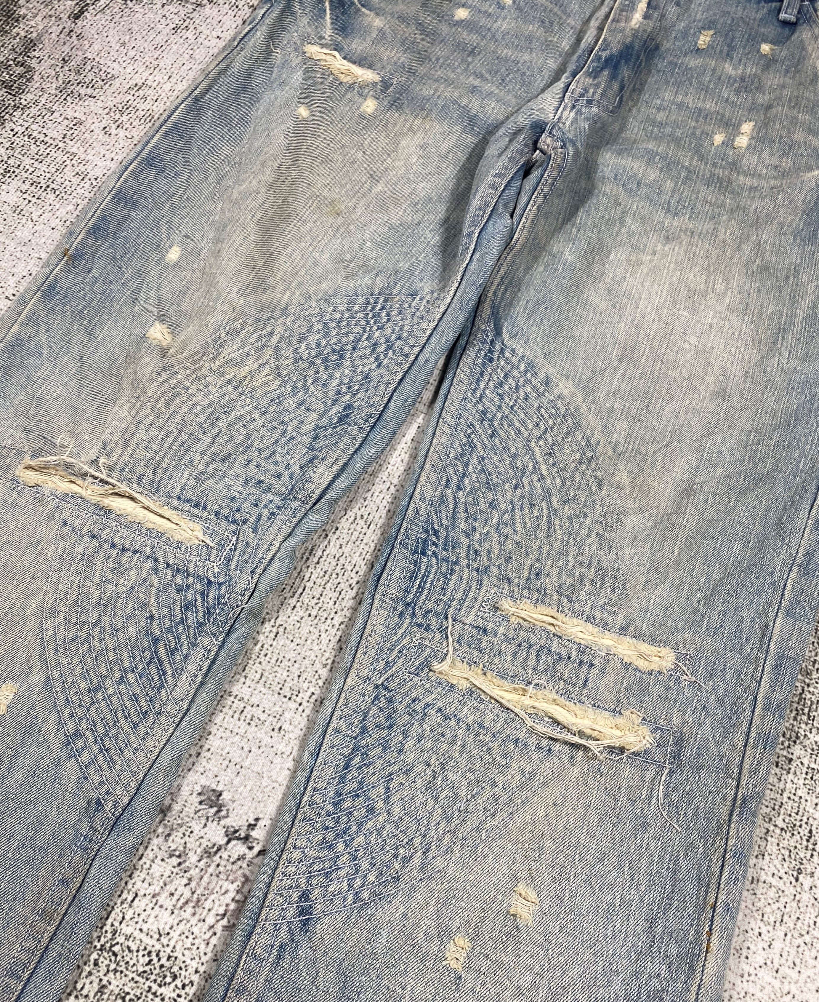 If Six Was Nine × Japanese Brand Vierge Heavy Rotation Wear Faded Blue Distressed Denim Size US 34 / EU 50 - 4 Thumbnail