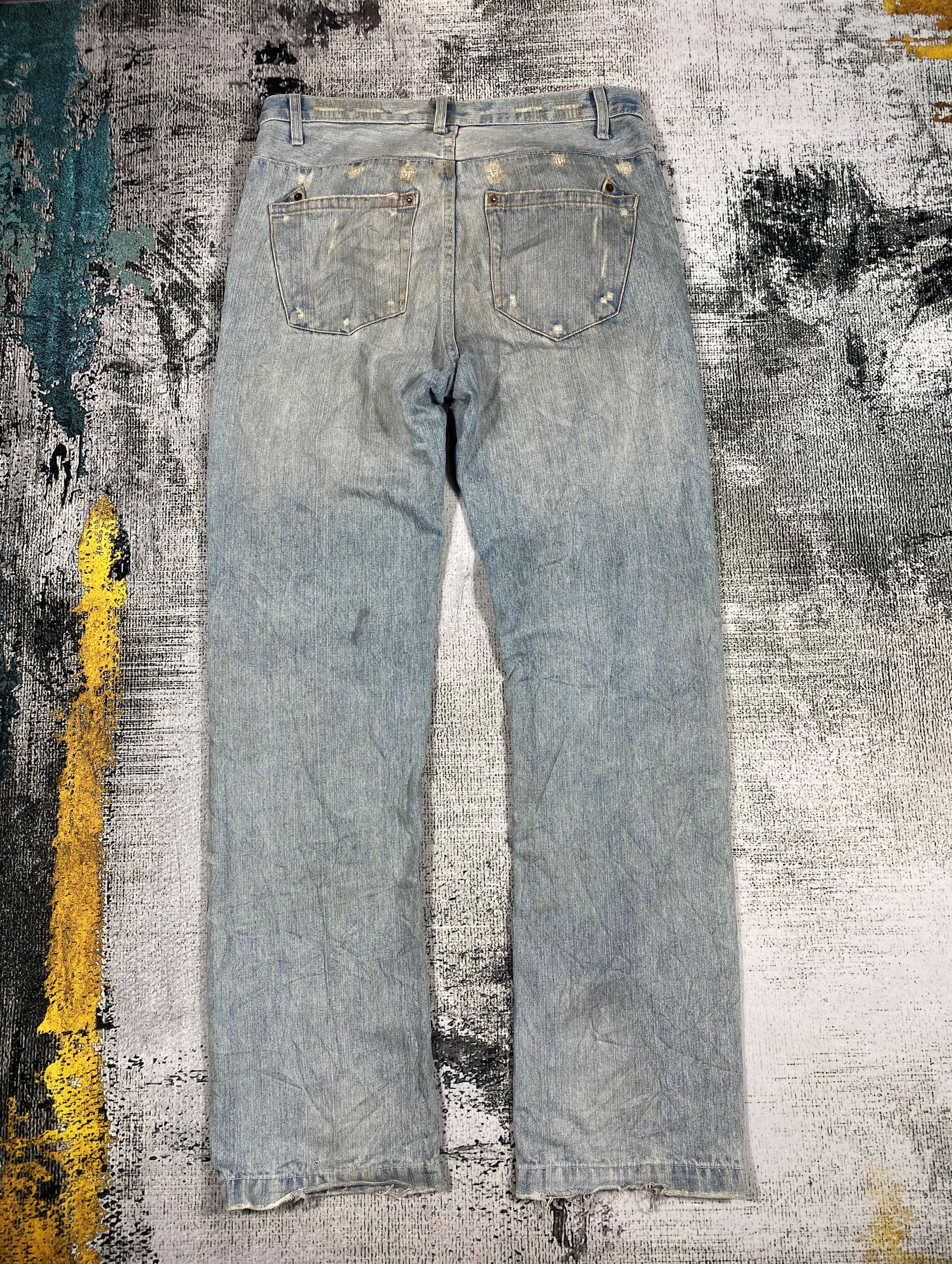If Six Was Nine × Japanese Brand Vierge Heavy Rotation Wear Faded Blue Distressed Denim Size US 34 / EU 50 - 2 Thumbnail
