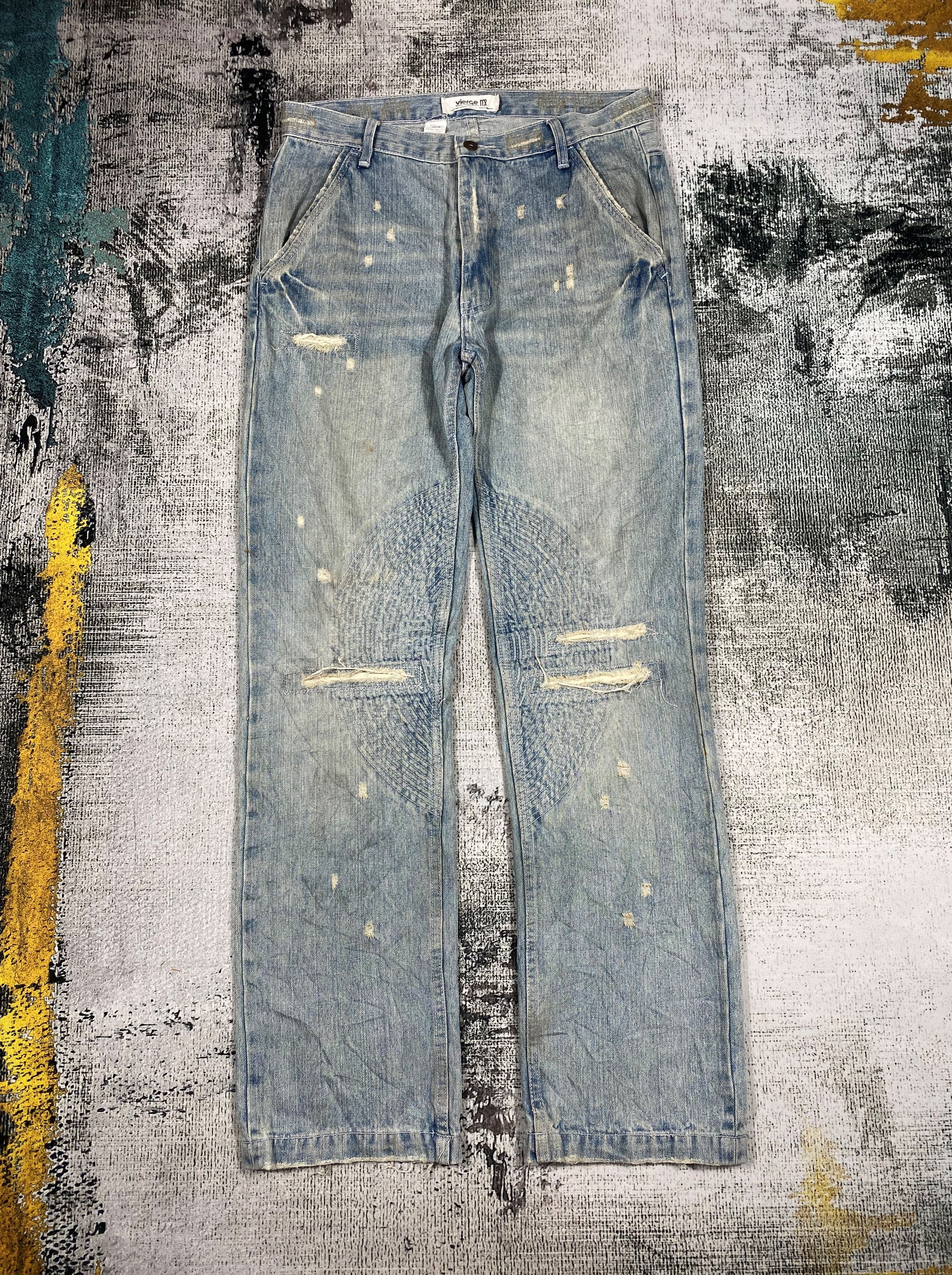 If Six Was Nine × Japanese Brand Vierge Heavy Rotation Wear Faded Blue Distressed Denim Size US 34 / EU 50 - 1 Thumbnail