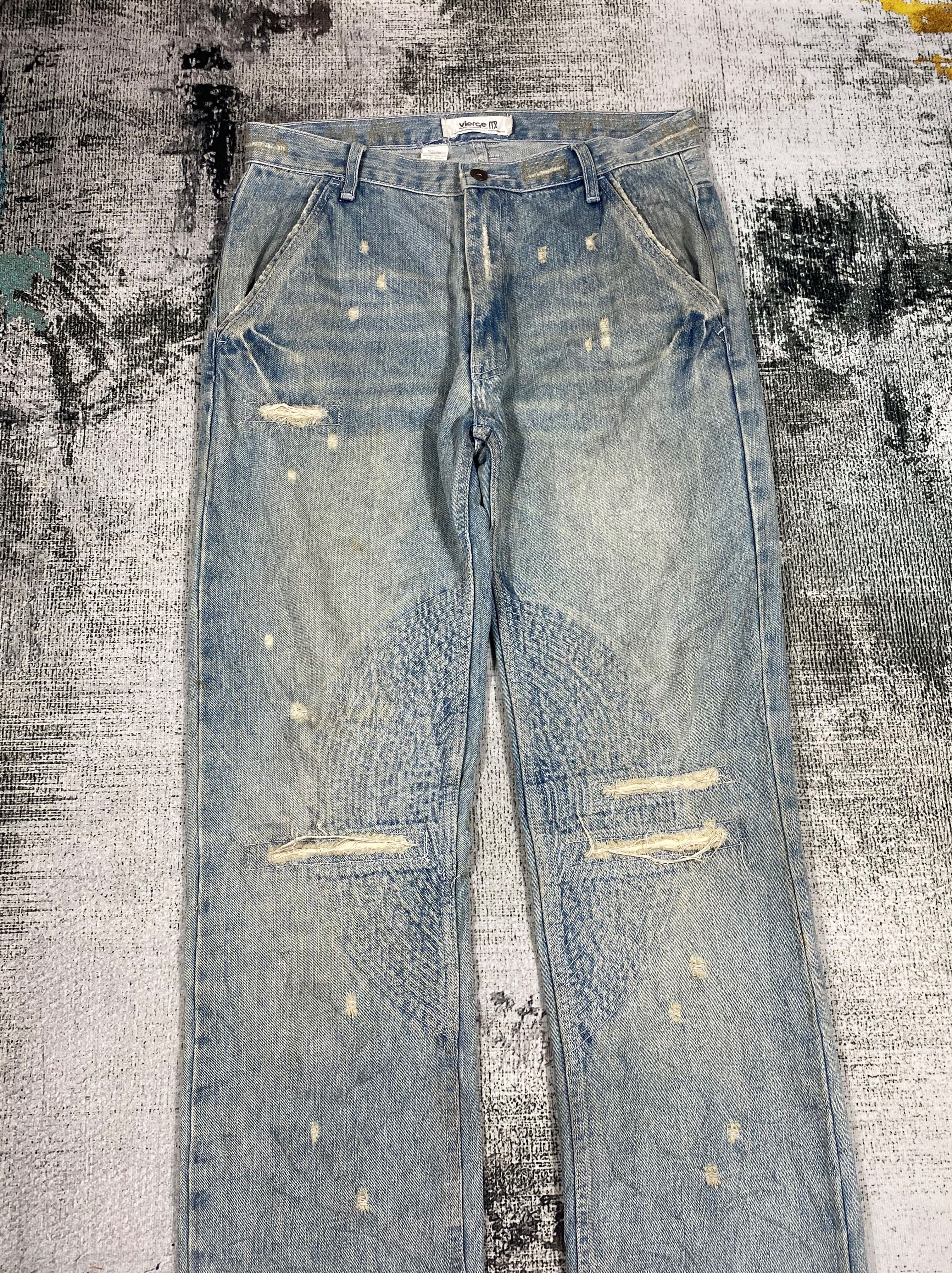 If Six Was Nine × Japanese Brand Vierge Heavy Rotation Wear Faded Blue Distressed Denim Size US 34 / EU 50 - 3 Thumbnail
