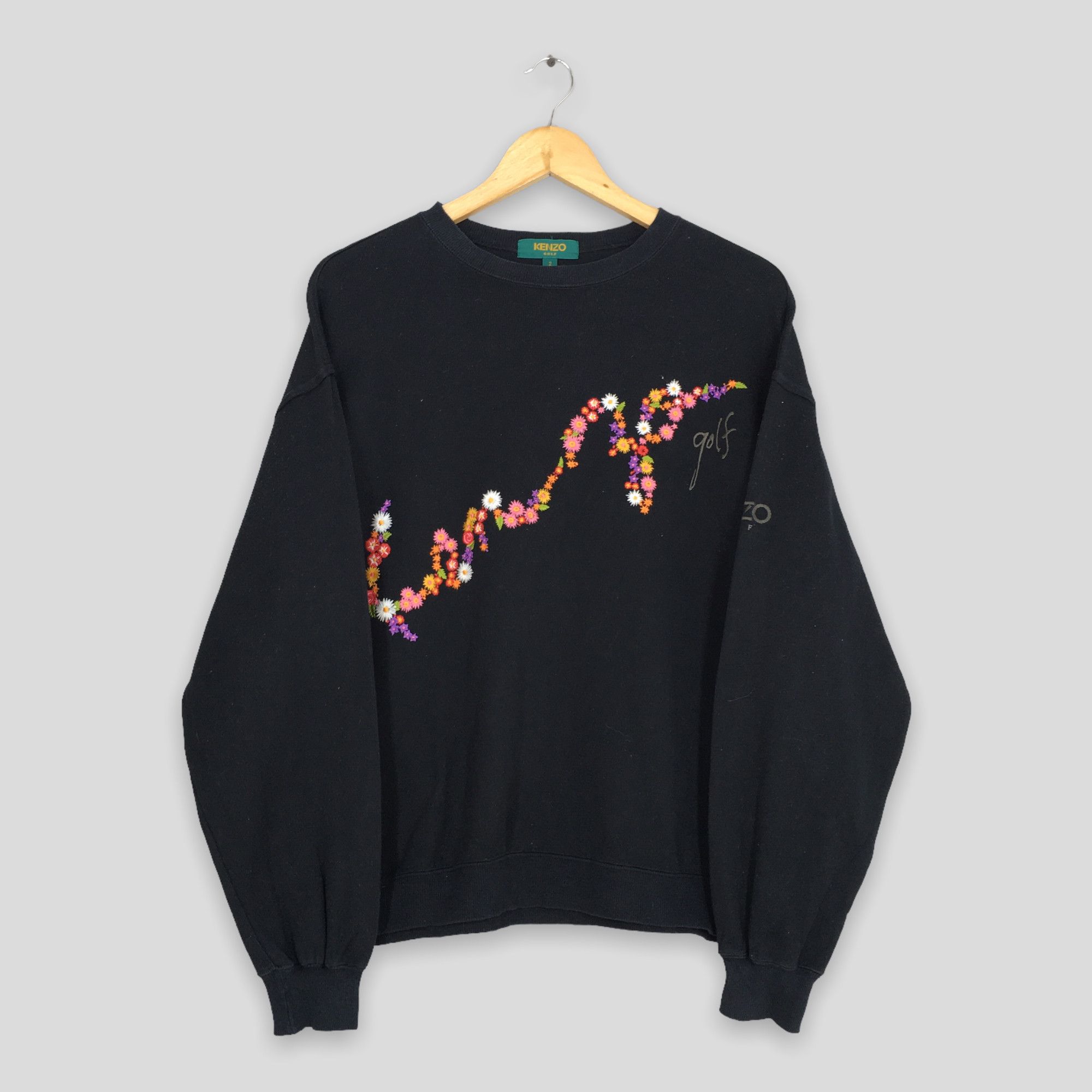 Vintage Kenzo Jeans Floral Black Sweatshirt Medium