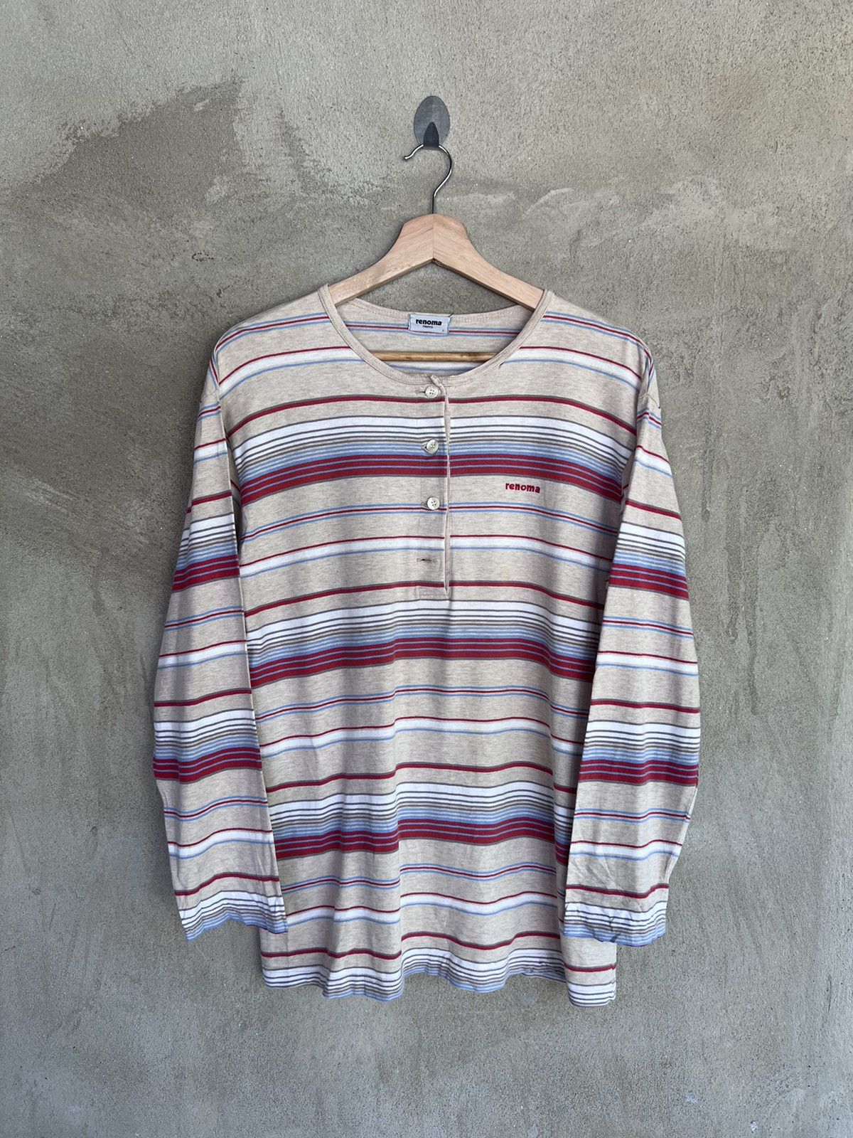 Renoma Vintage Renoma Striped Design Long Sleeve Tshirt Size US L / EU 52-54 / 3 - 2 Thumbnail
