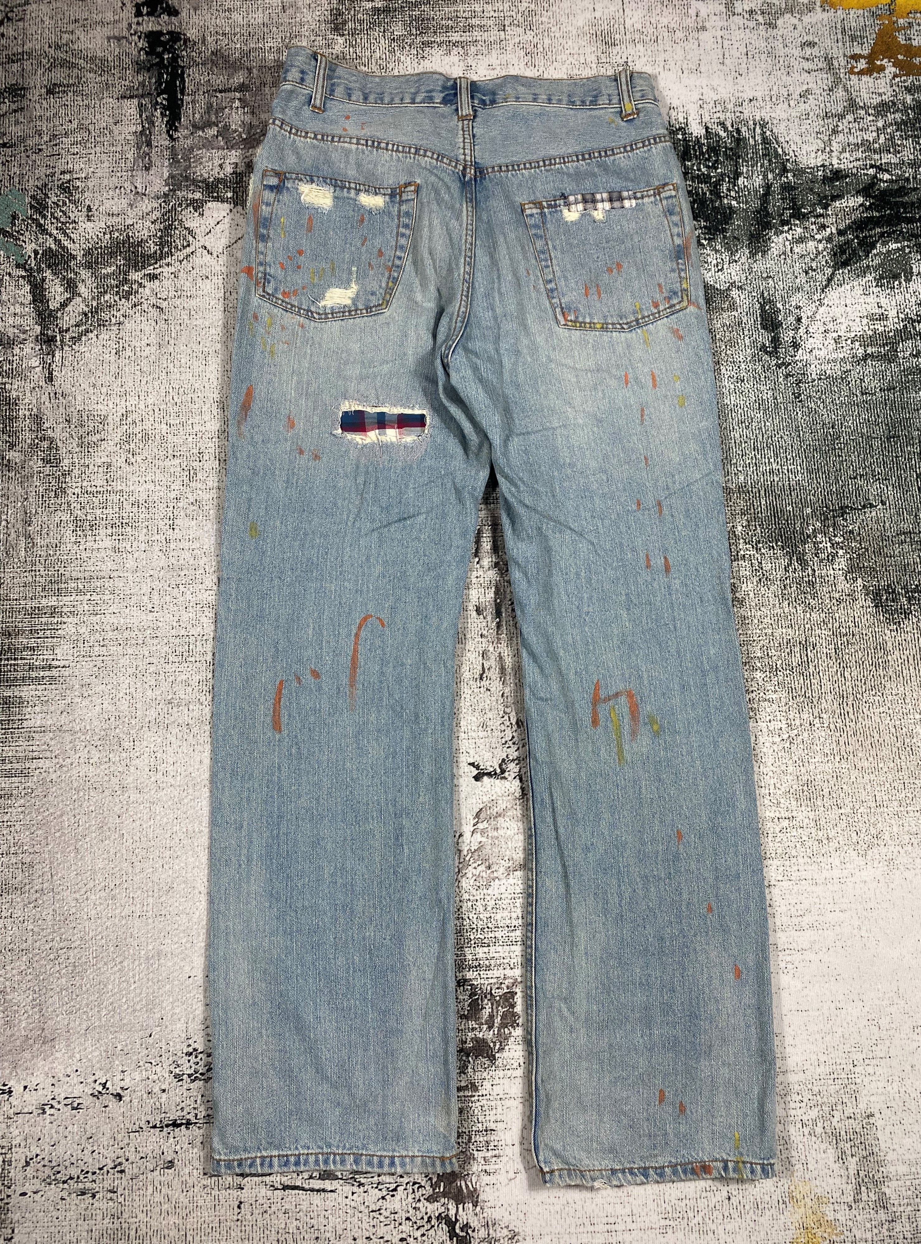 Japanese Brand Ill's Patches Light Washed Splash Painter Distressed Denim Size US 31 - 2 Thumbnail