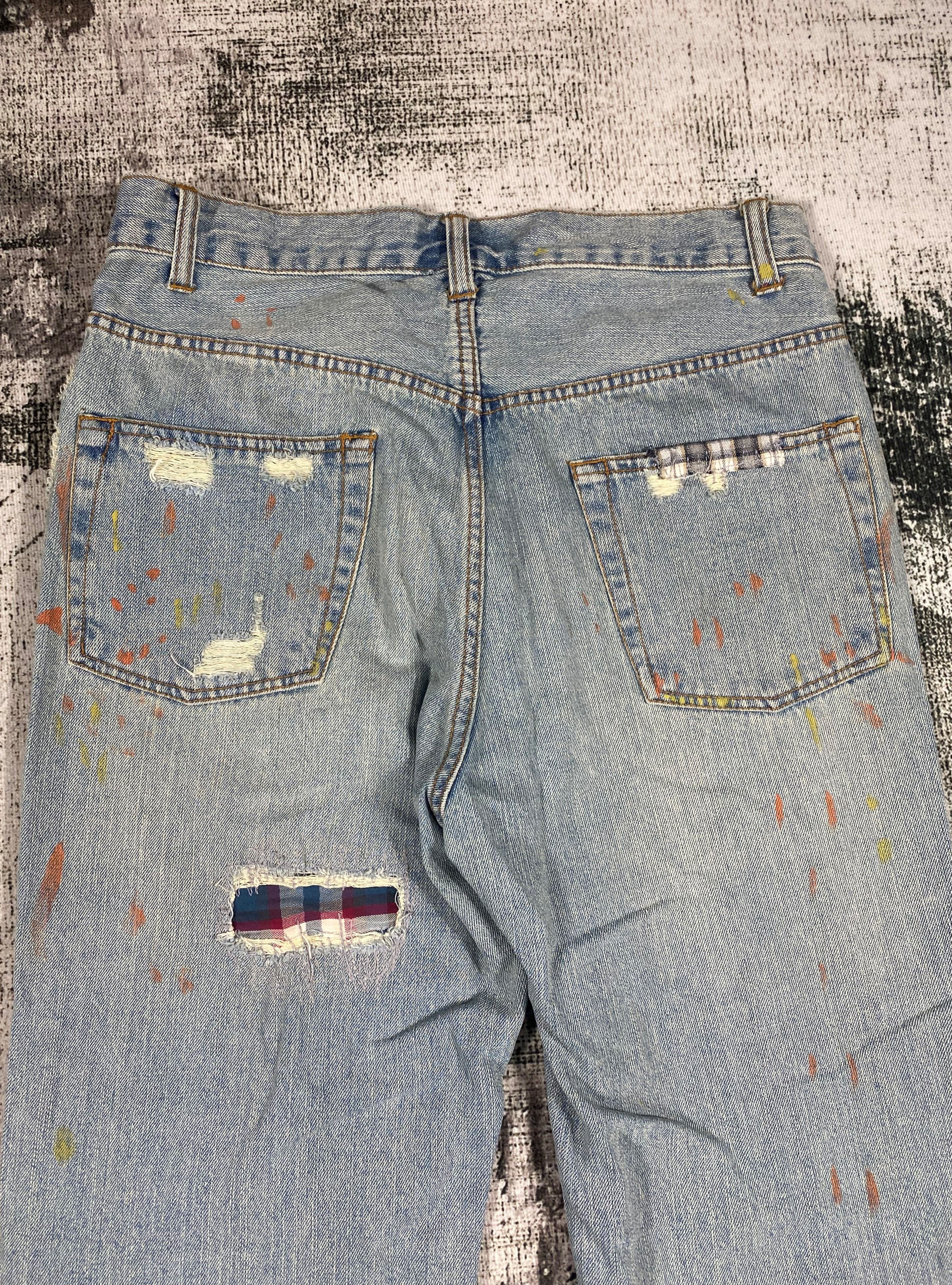 Japanese Brand Ill's Patches Light Washed Splash Painter Distressed Denim Size US 31 - 8 Thumbnail