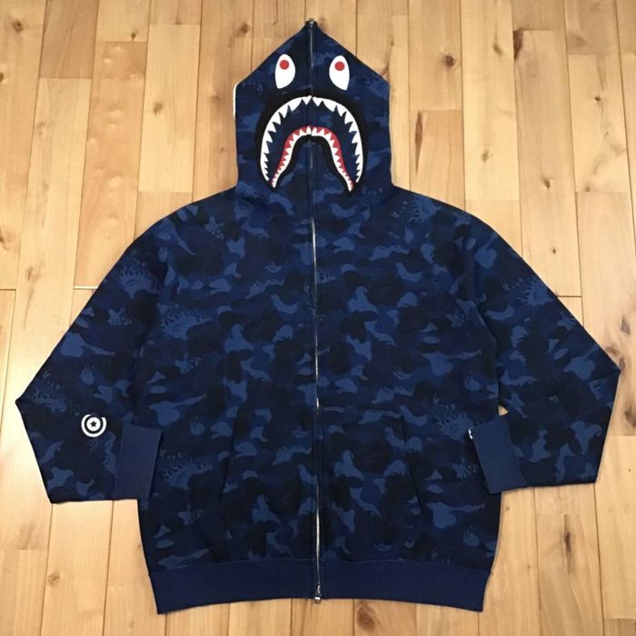 Bape BAPE Fire Camo Shark full zip hoodie a bathing ape flame