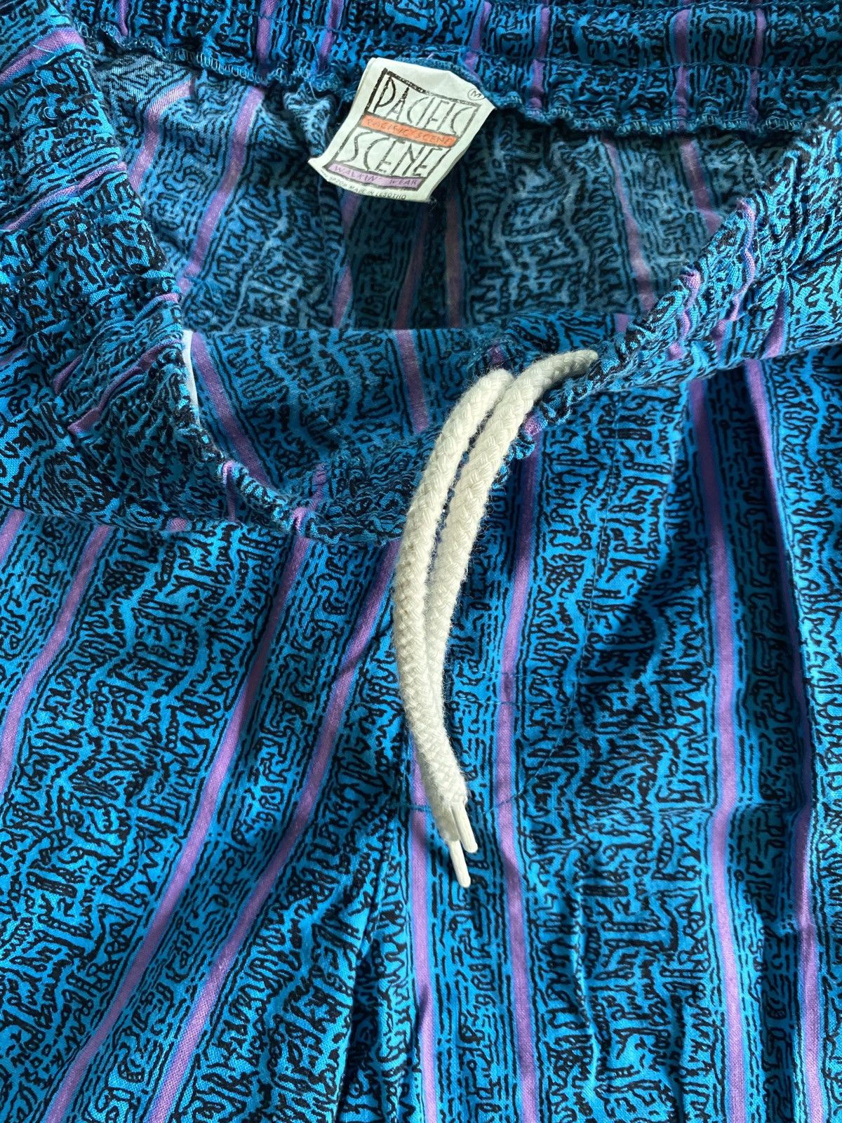 Vintage Vintage 80’s Pacific Scene Abstract Tribal Board Shorts Size US 34 / EU 50 - 8 Thumbnail