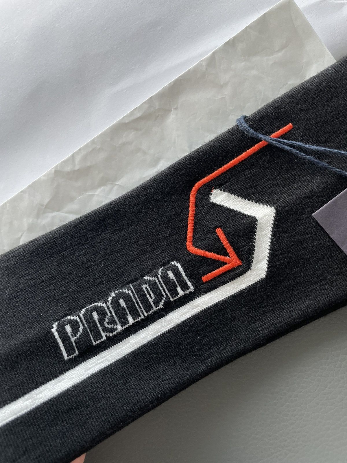 image of Limited Edition Super Runway Prada Logo Head Band in Black, Men's