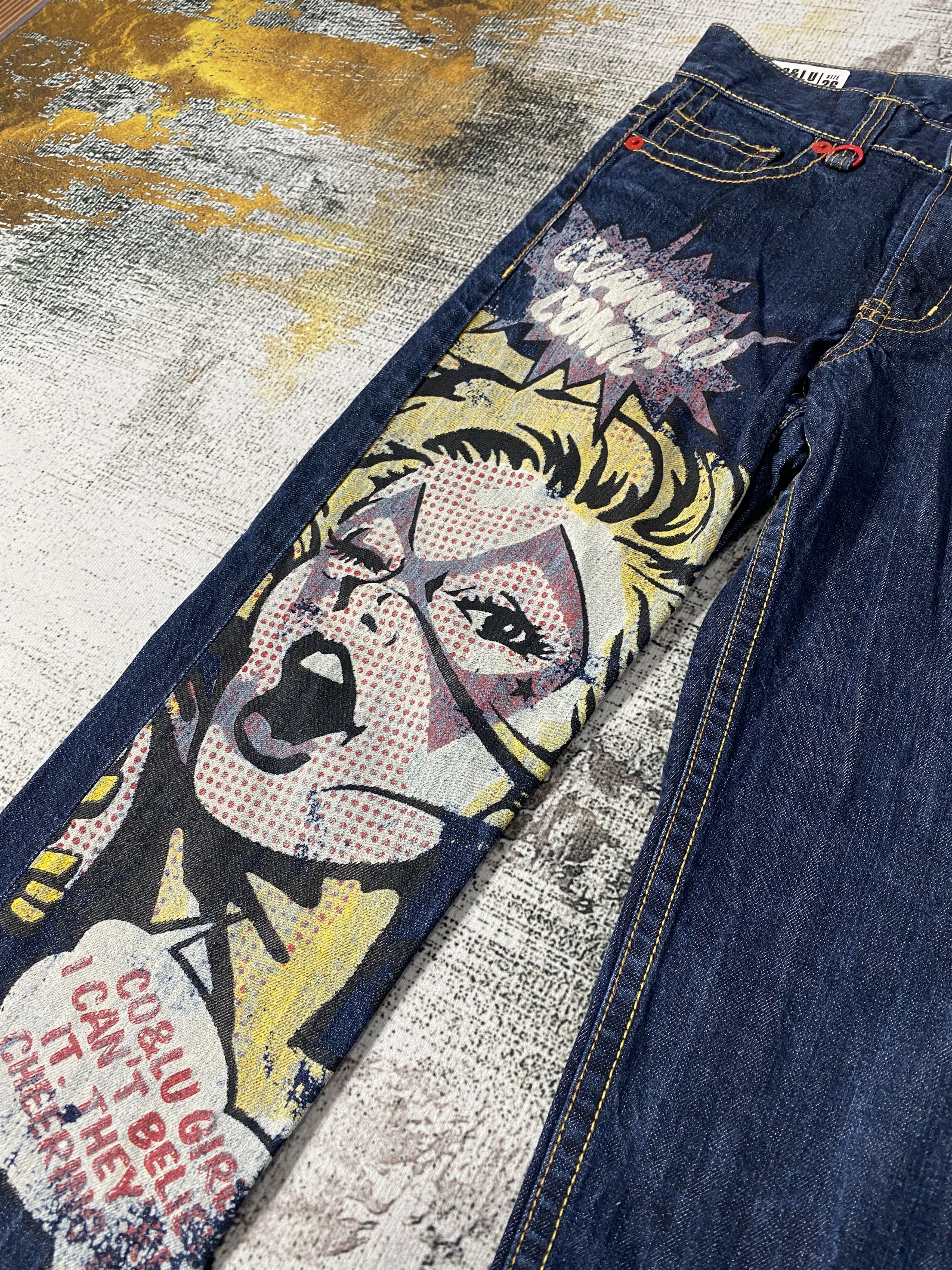 Japanese Brand RARE🔥Printed Face Arts Co&Lu Denim Japanese Brands Size US 27 - 6 Thumbnail