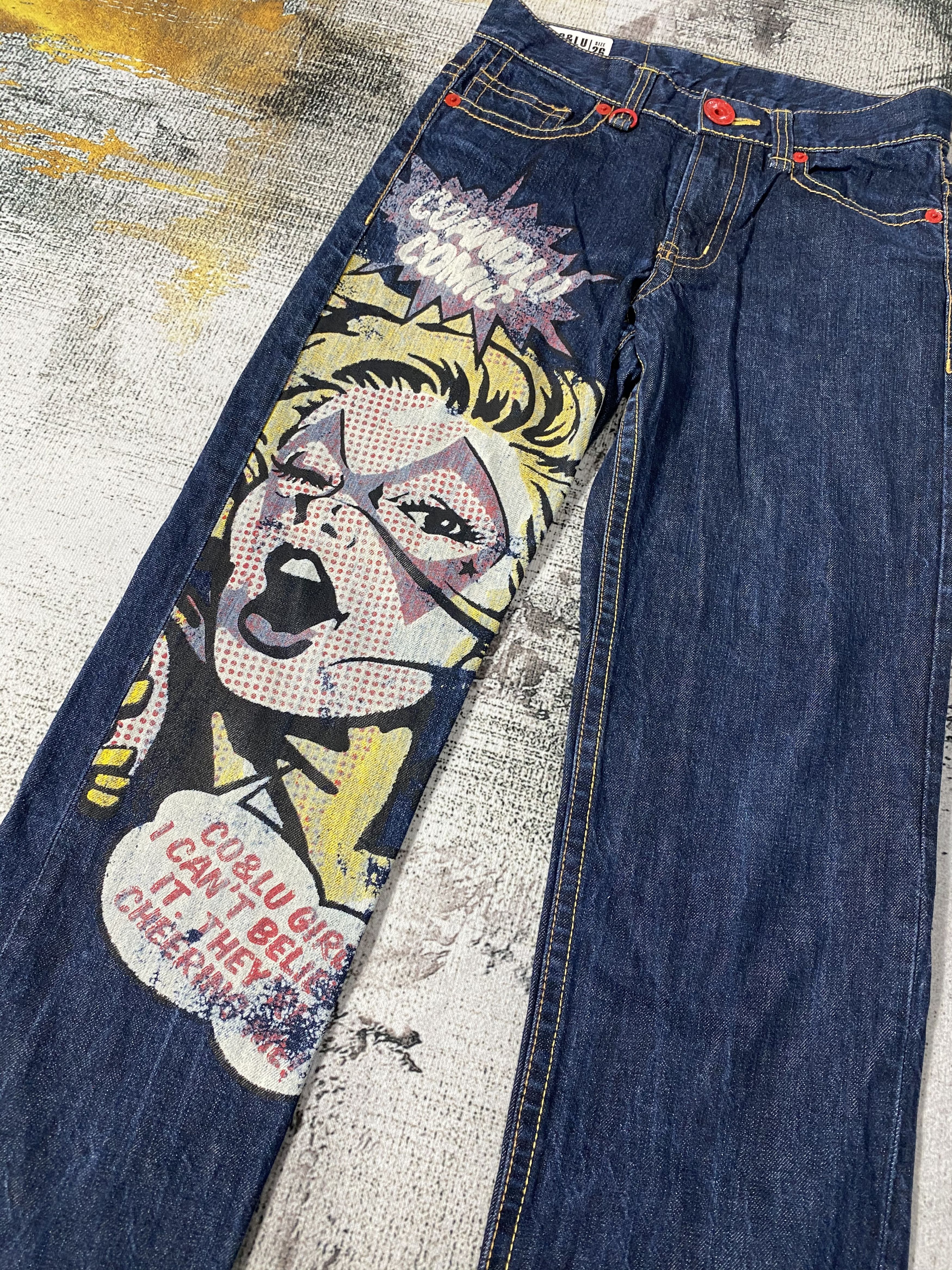 Japanese Brand RARE🔥Printed Face Arts Co&Lu Denim Japanese Brands Size US 27 - 5 Thumbnail
