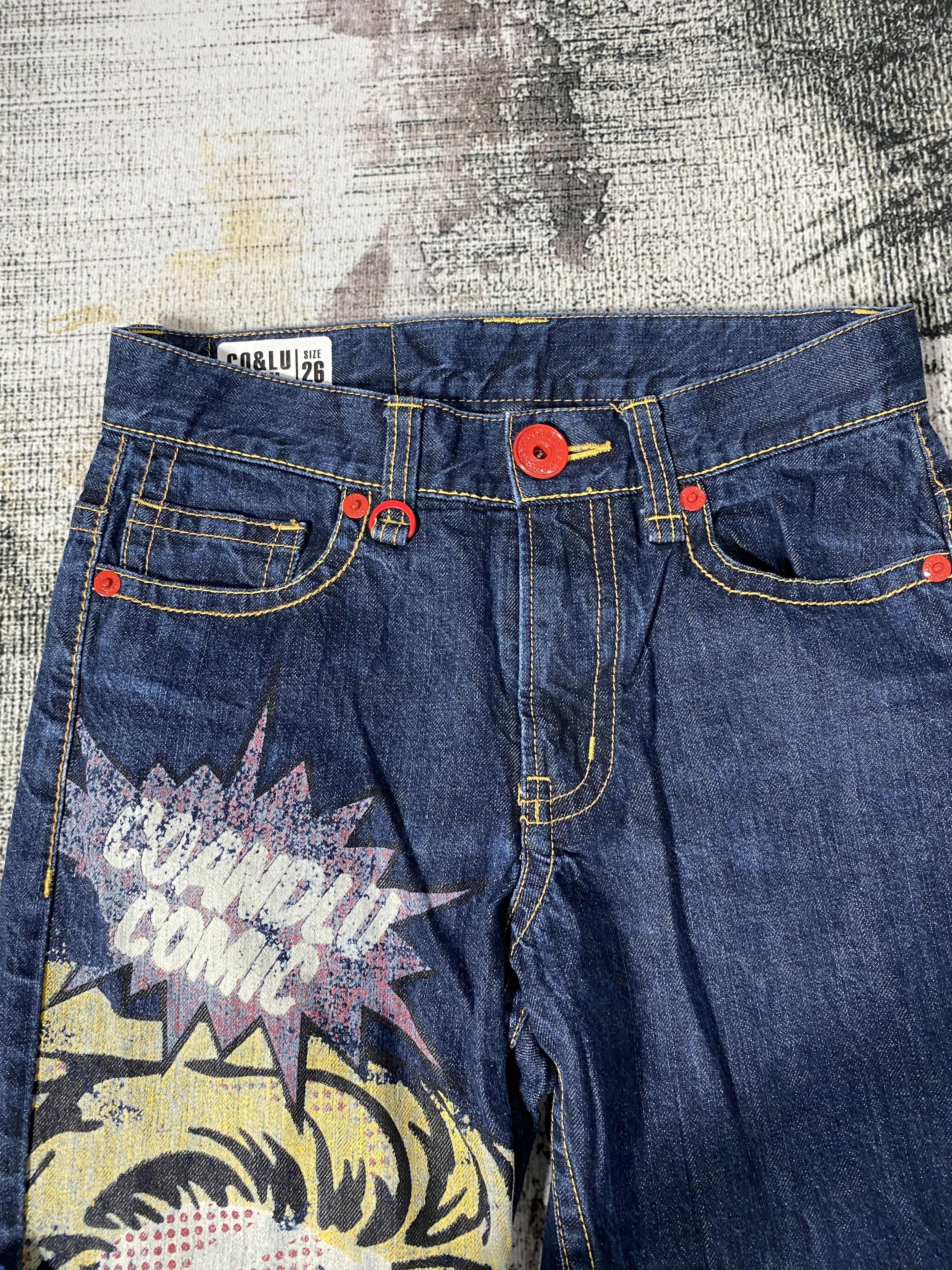 Japanese Brand RARE🔥Printed Face Arts Co&Lu Denim Japanese Brands Size US 27 - 7 Thumbnail