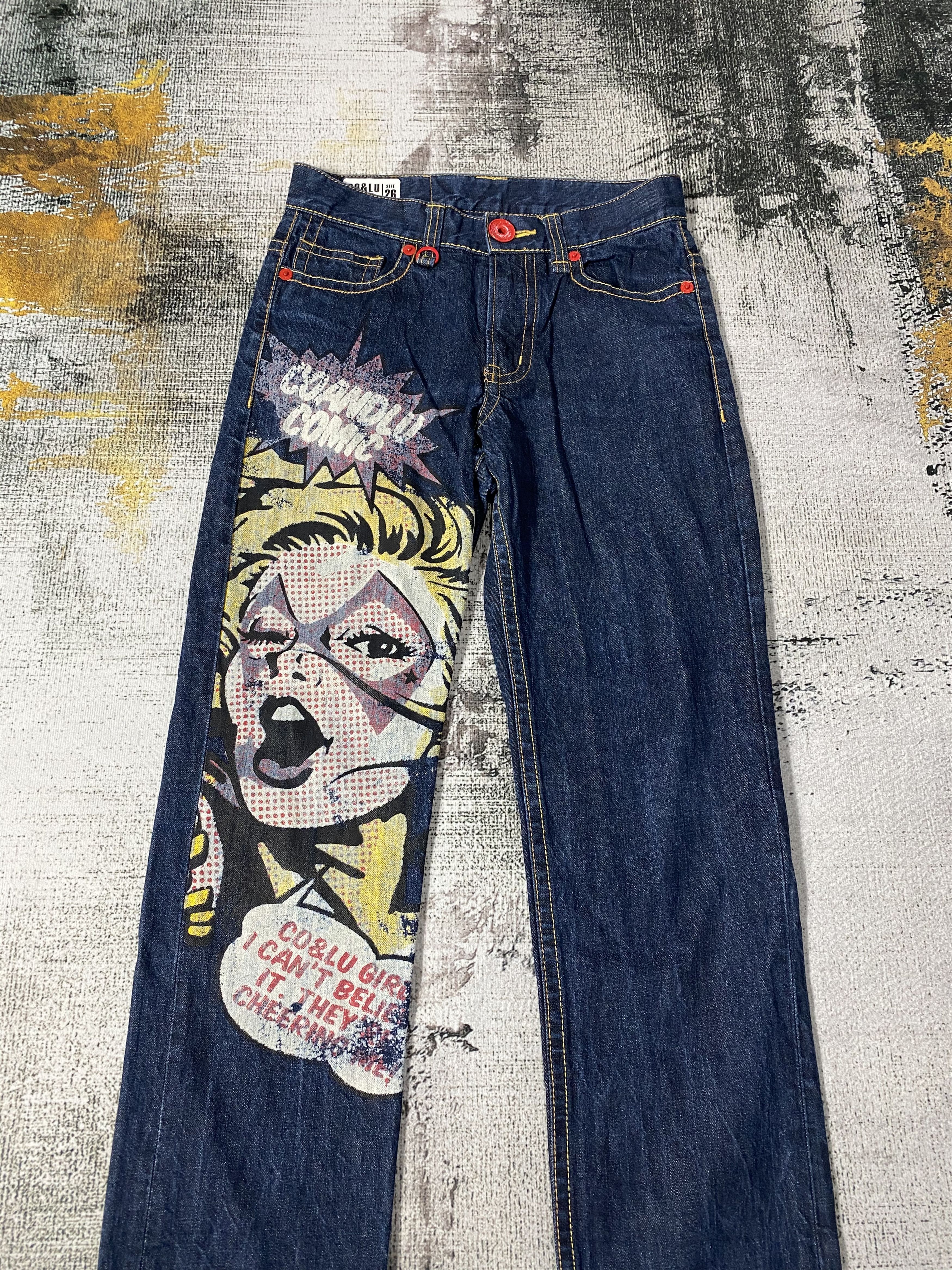 Japanese Brand RARE🔥Printed Face Arts Co&Lu Denim Japanese Brands Size US 27 - 3 Thumbnail