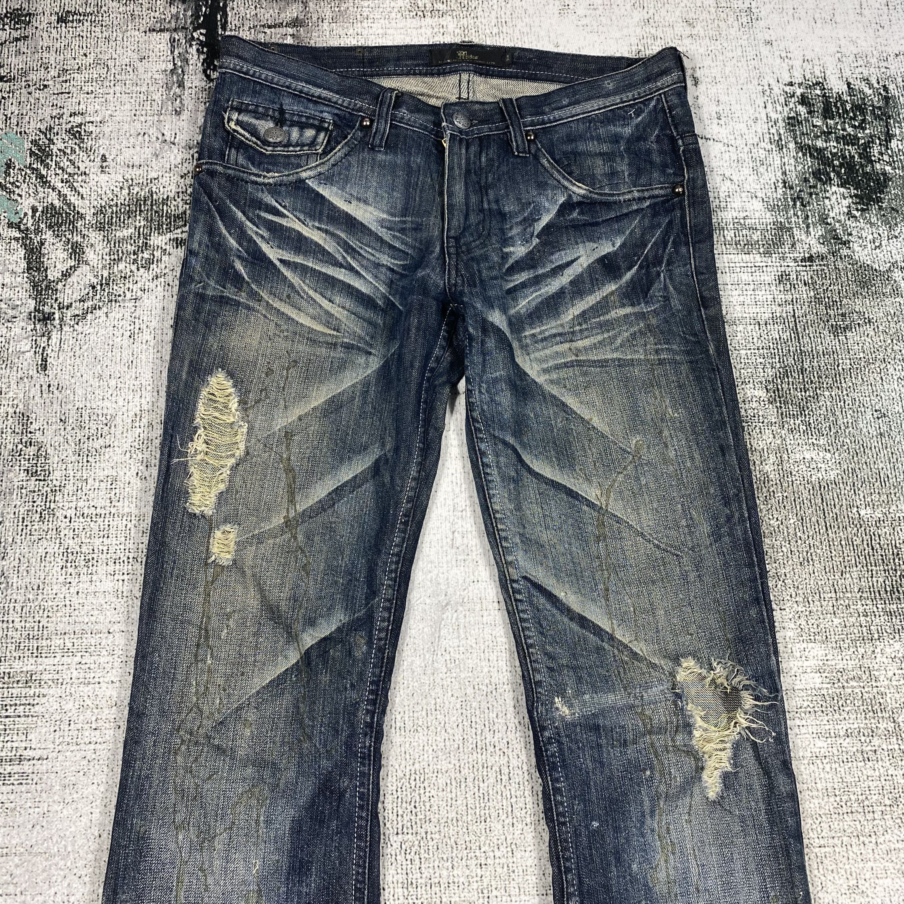 Japanese Brand RARE🔥Low Rise Flare Pants Rusty Wash Splash Paint Distress Size US 29 - 3 Thumbnail