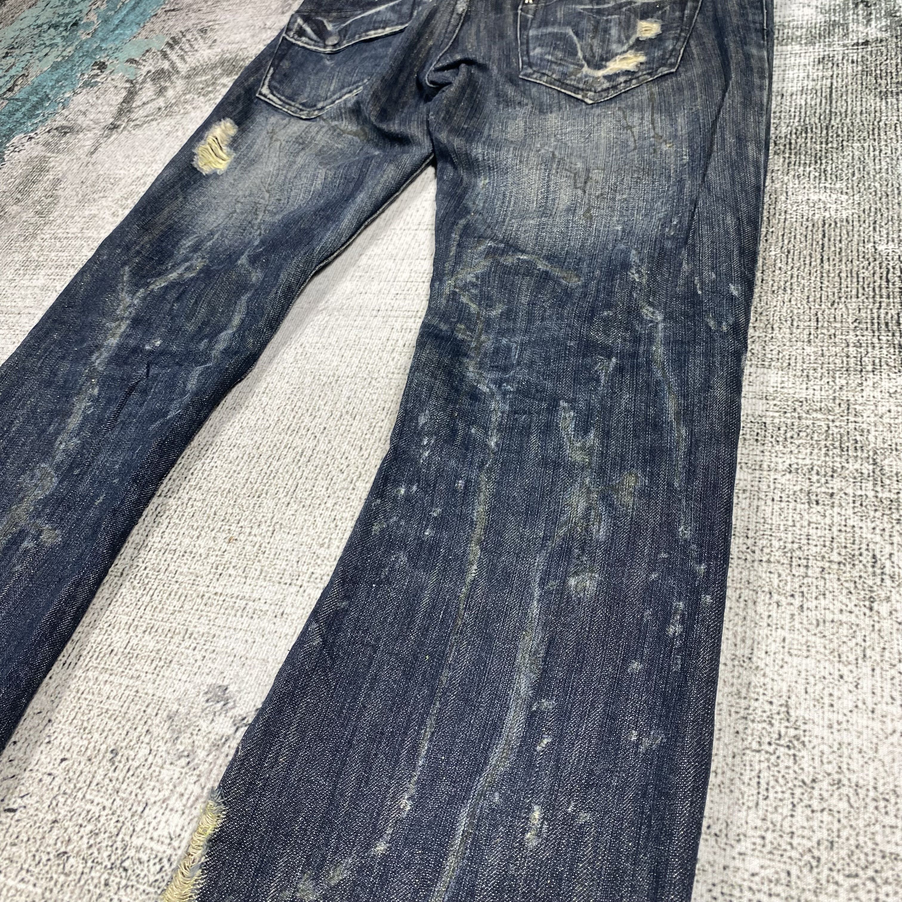 Japanese Brand RARE🔥Low Rise Flare Pants Rusty Wash Splash Paint Distress Size US 29 - 12 Thumbnail